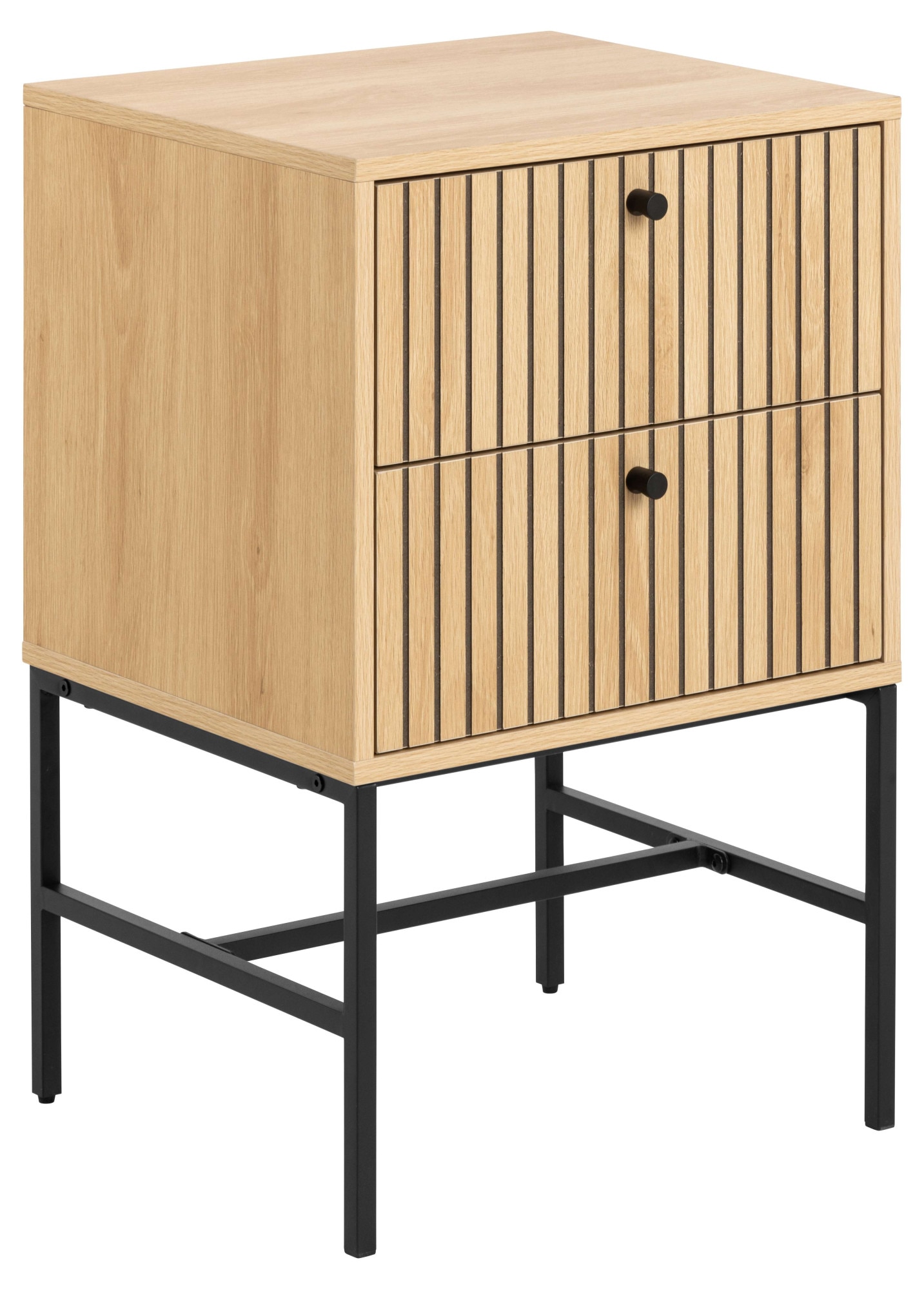 Image of ACTONA GROUP Nachttisch "Albany" Eiche-Optik, Lamellenfront, 2 Schubladen, B: 45,6 cm