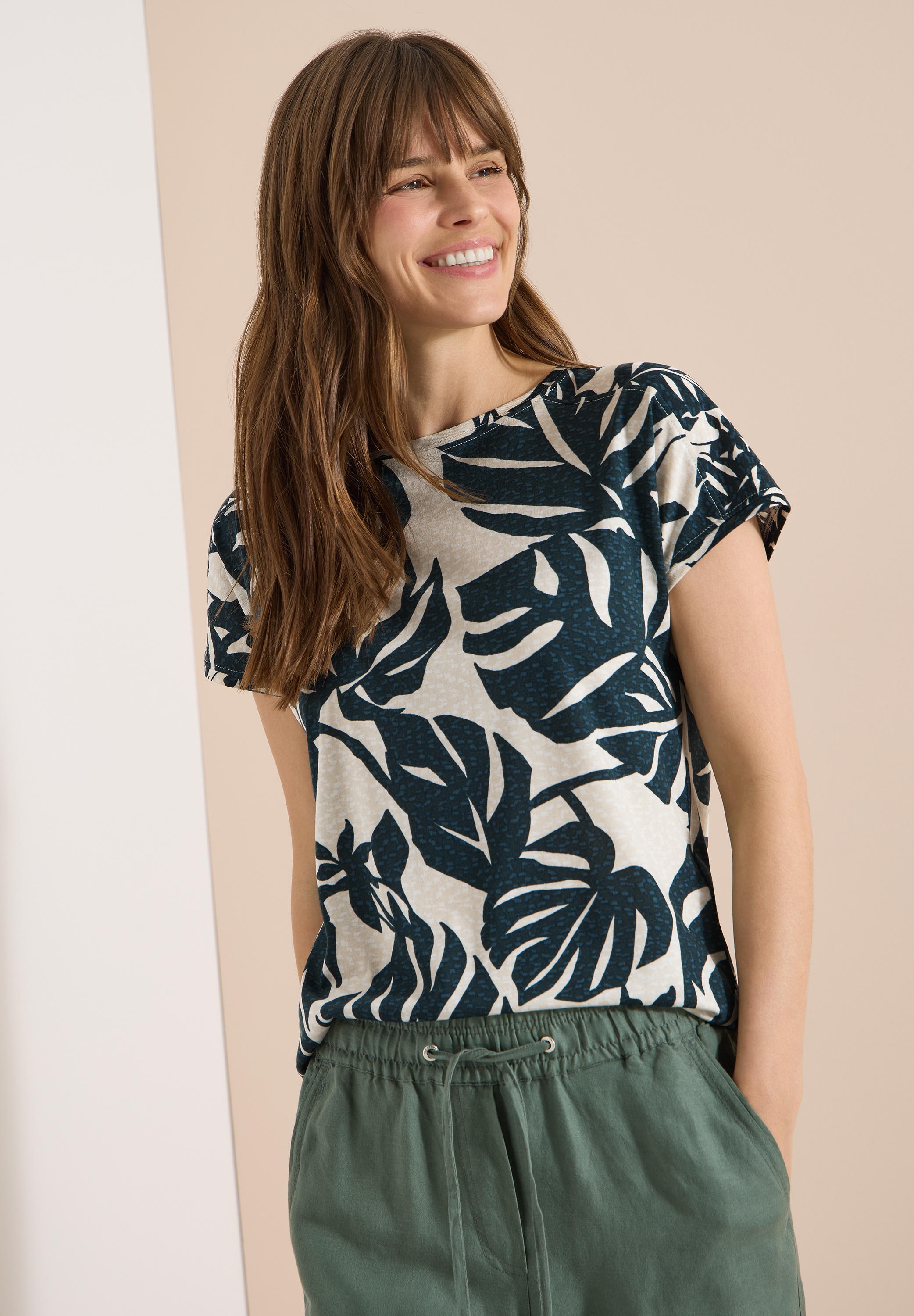 Image of Cecil Kurzarmshirt Sommershirt mit U-Boot-Ausschnitt und Print