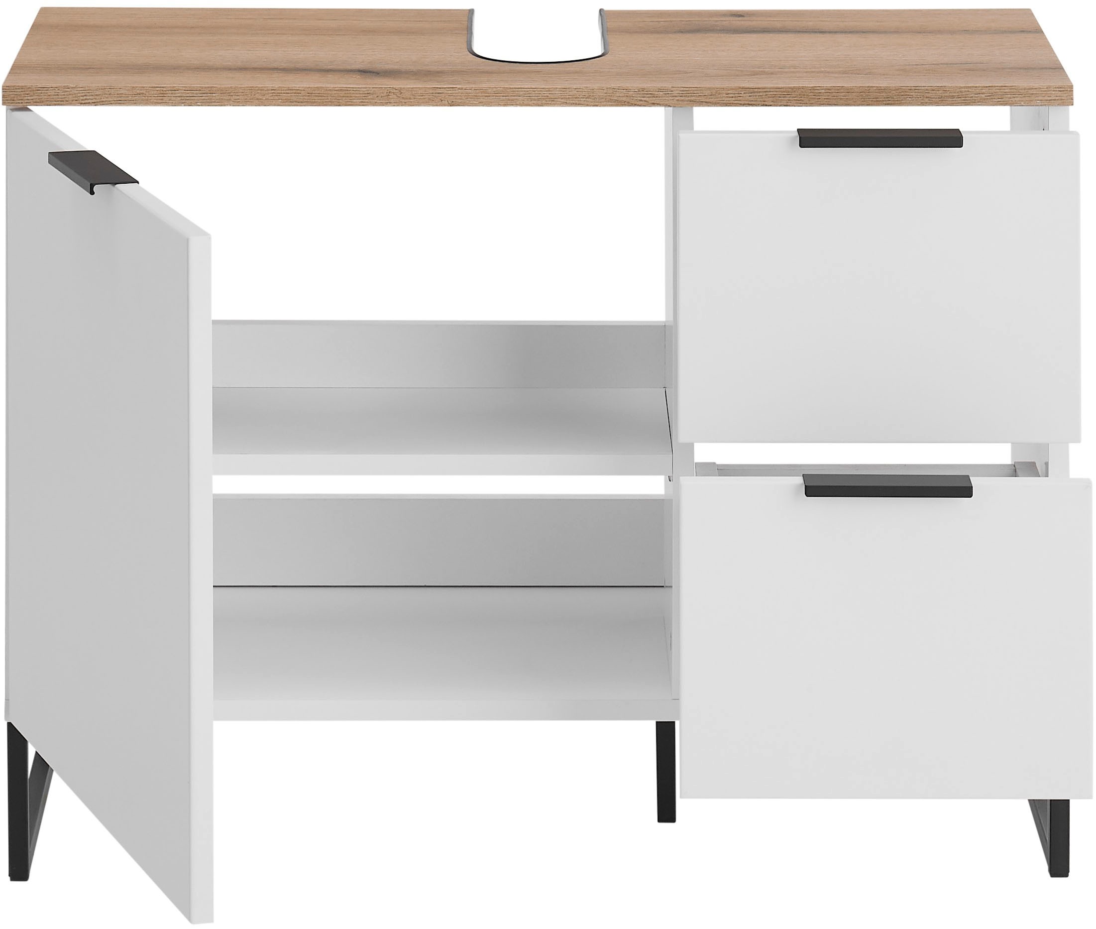 BASIC by Balculina Armoire sous lavabo »Denver Waschbeckenunterschrank, Badezimmerschrank BxHxT 80x60x35« 1 cuis tlg. largeur 80 cm, porte montable à gauche/droite, Softclose