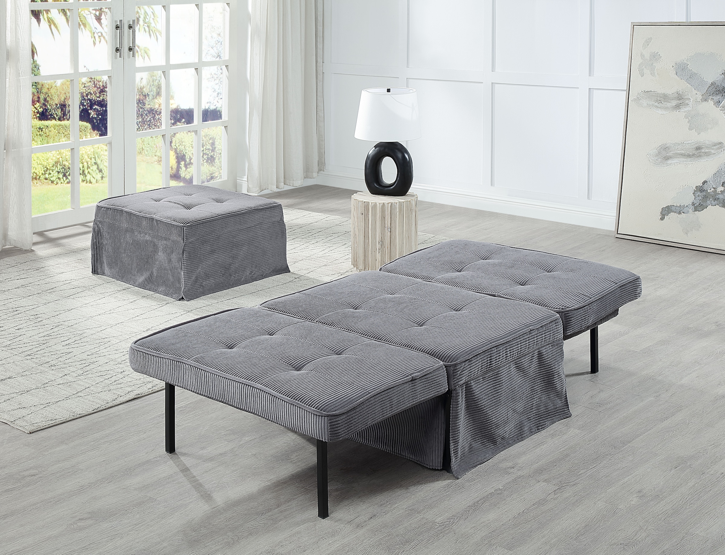 Image of GOODproduct Schlafsofa "Finn, Schlafsessel, Schlafhocker, Multifunktional" wandelbar zum Loungesessel, Relaxliege und Gästebett, inkl. Kissen