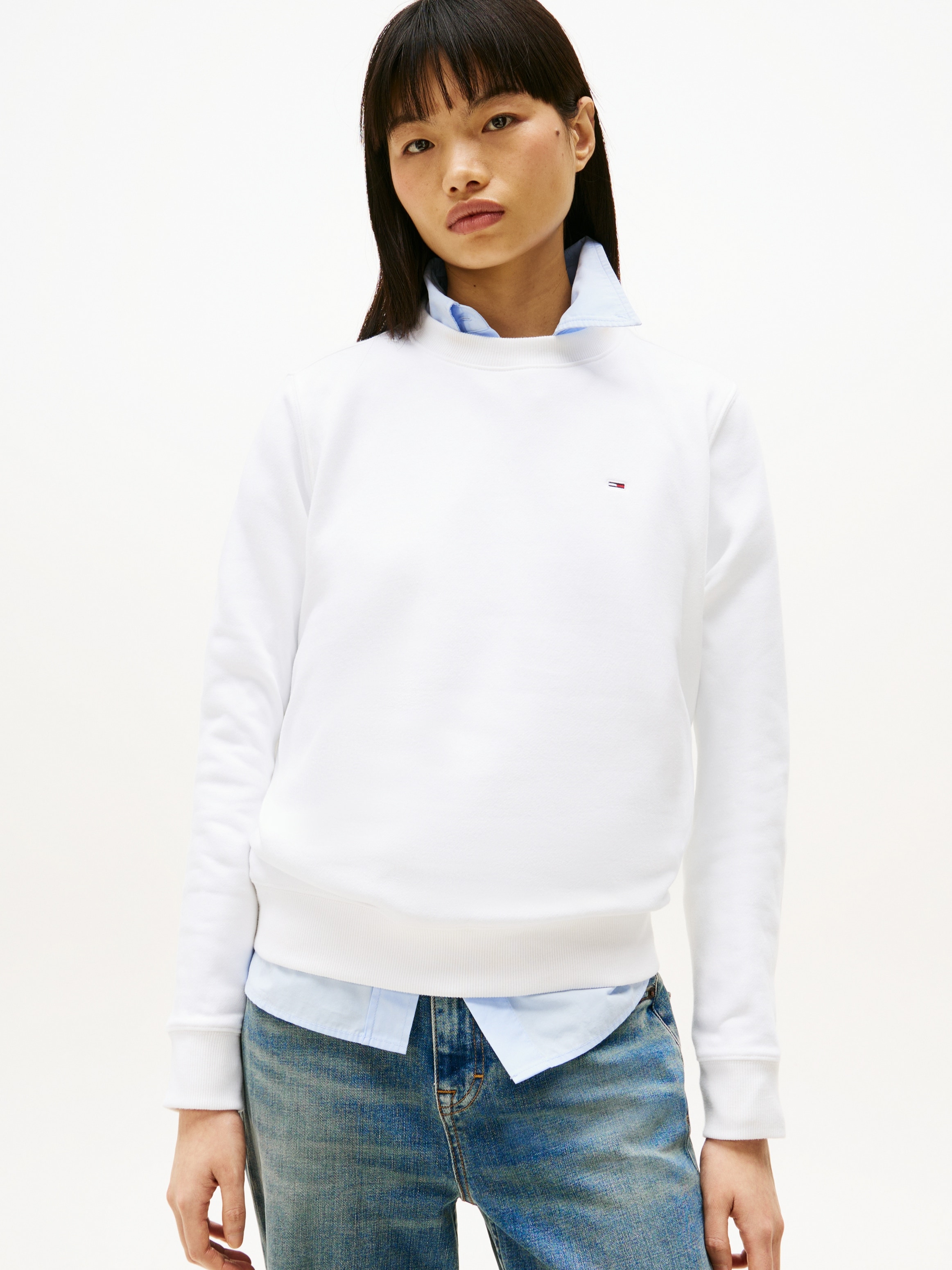 Image of Tommy Jeans Sweatshirt "TJW REG S FLAG CREW", mit Logostickerei, Regular Fit