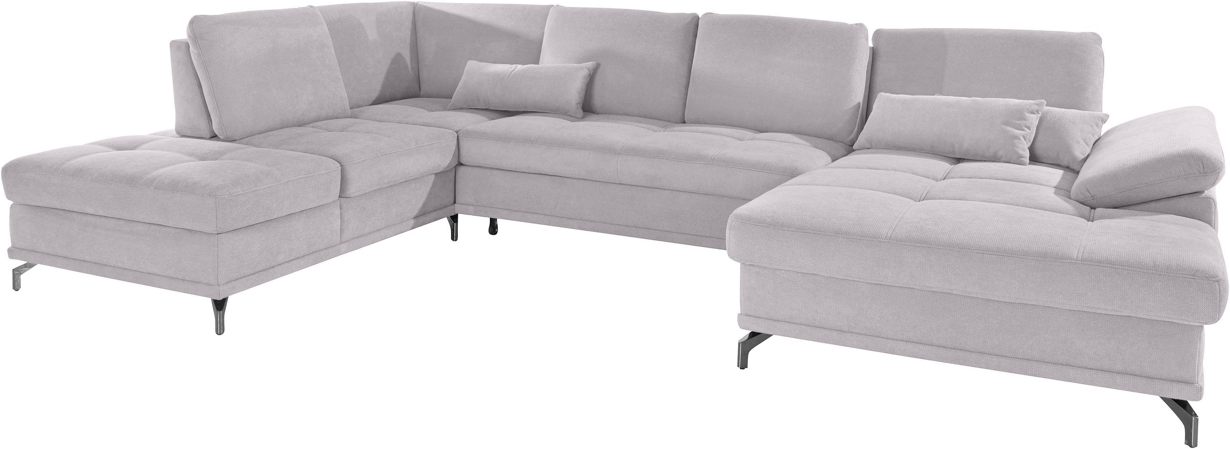 Places of Style Wohnlandschaft »Costello U-Form, mit Sitztiefenverstellung, Armteilverstellung und«, 3 Nierenkissen, optional Bettfunktion und Bettkasten