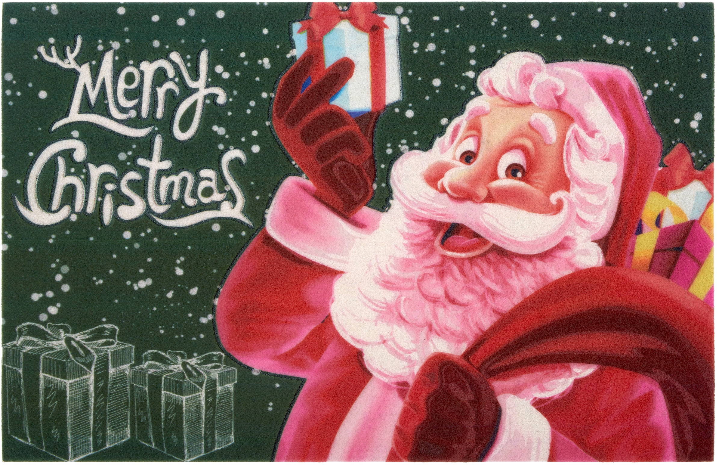 Home affaire Fussmatte »Merry Christmas«, rechteckig, mit Spruch, Weihnachten, Weihnachtsmann, Santa Claus