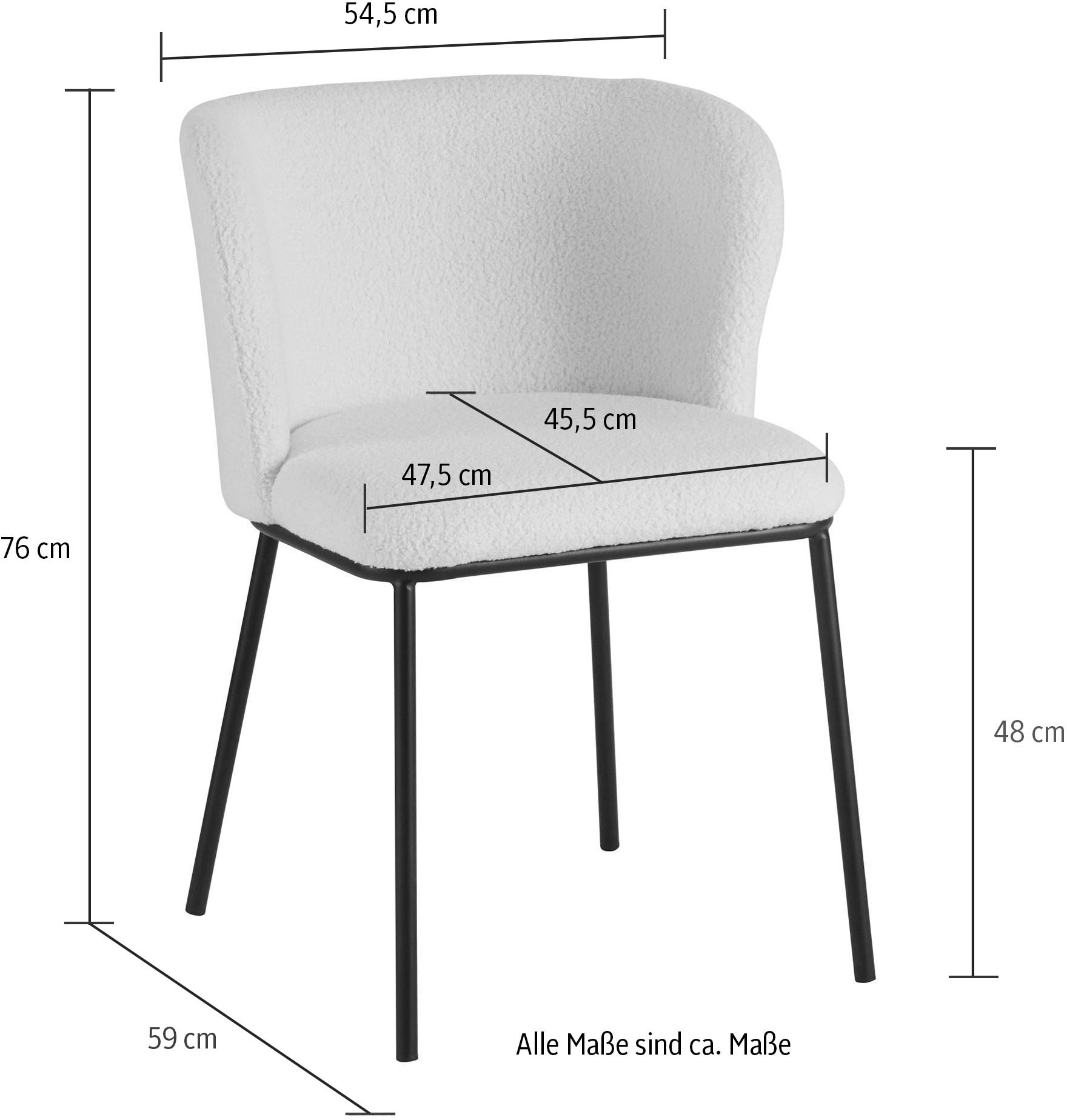 SalesFever 4-Fussstuhl, (Set), 2 St., Bouclé, abgerundete Rückenlehne