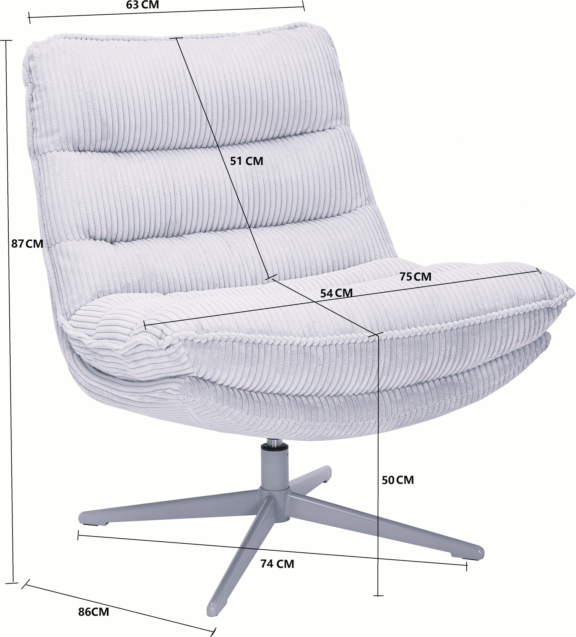 GOODproduct Sessel »AVAA, Loungesessel im softem Cord-Bezug,« 360° Grad drehbar, Relax- und TV-Sessel