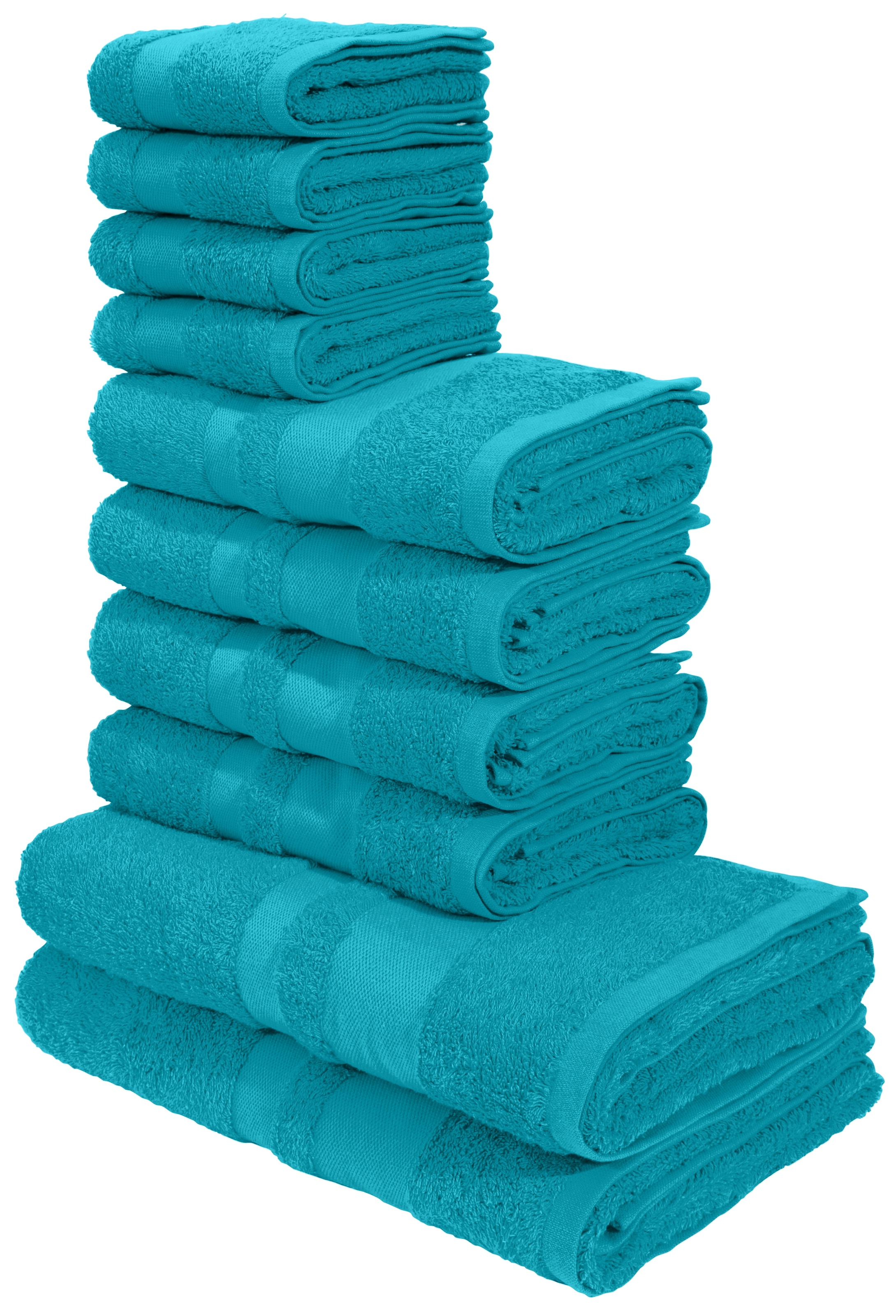 GOODproduct Set de serviettes »Vanessa, 10-tlg Handtuch-Set, weich, in Standard- und Premium-Qualität« Ensemble 10 pièces Frottee en feutre 100% Baumwolle, Duschtücher, Handtücher, Gästetücher, mit Bordüre