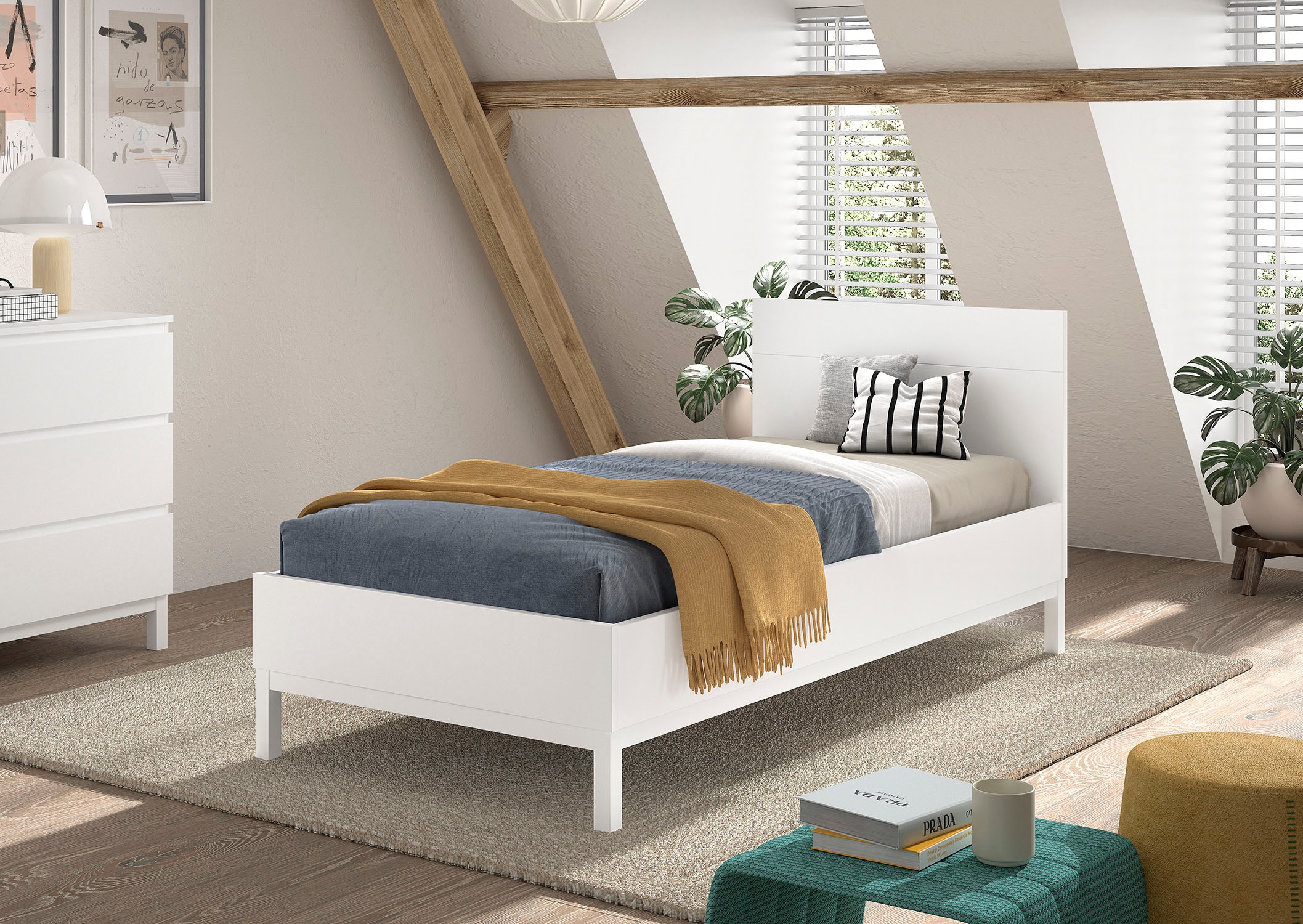 Vipack 1100000002199 »in gradlinigem Design, glattem Kopfteil und pflegeleichter Oberfläche« 90x200, komfortable Liegehöhe, vielseitig, weiss lackiert