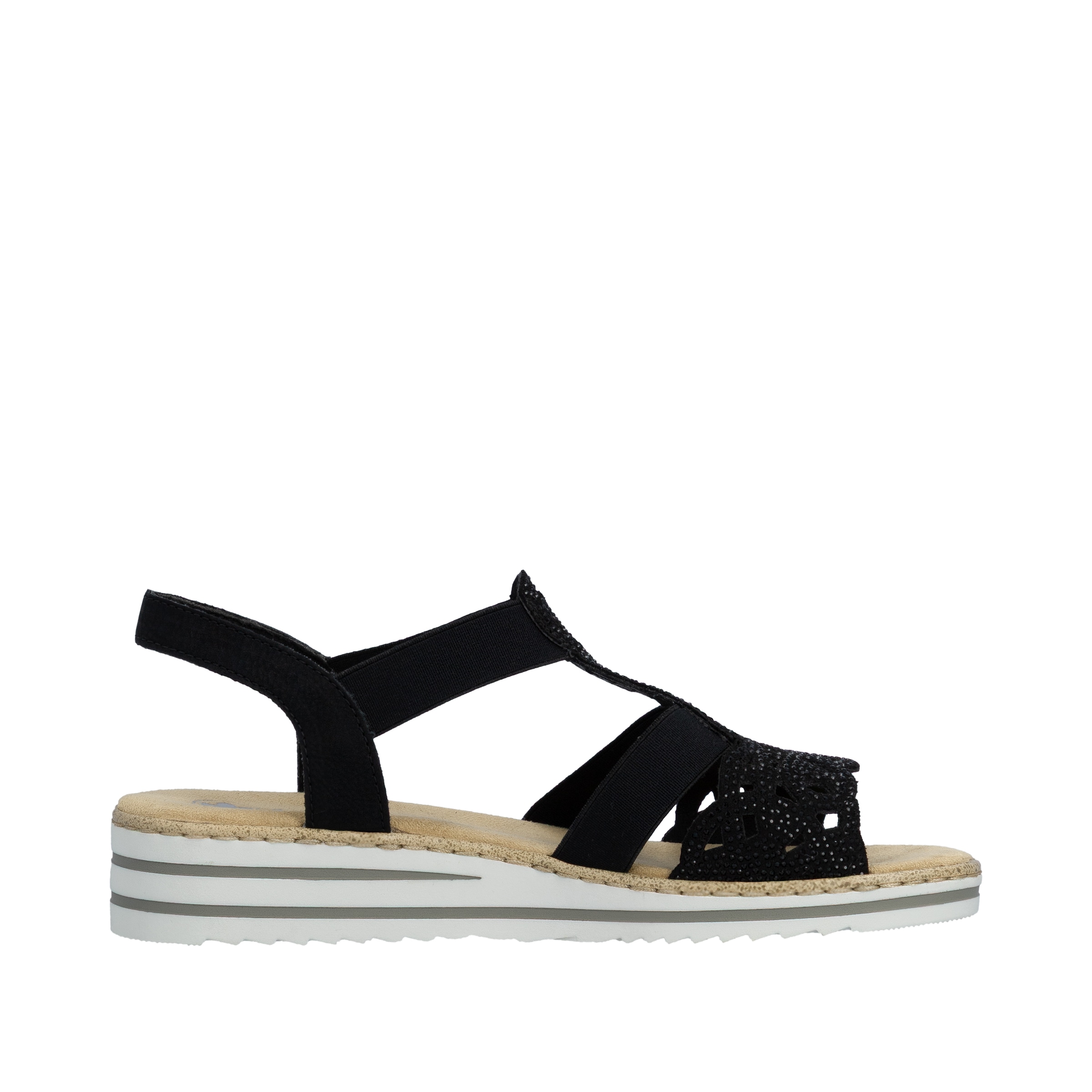 Rieker Sandale  Sandale compensée, chaussure d'été, chaussure de vacances avec strass