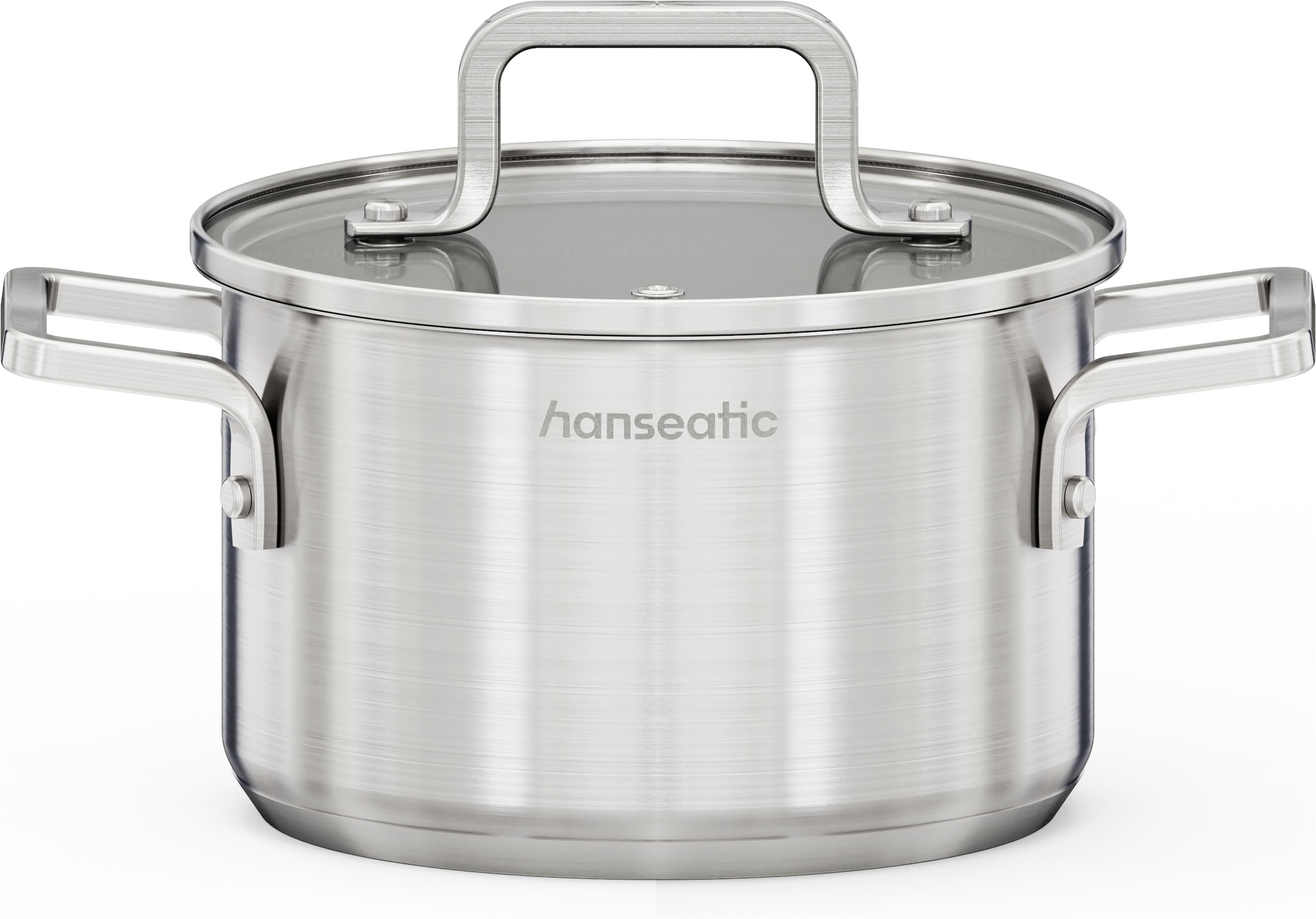 Hanseatic Topf-Set »DAILY, mit Antihaftbeschichtung« Set, Stielkasserolle 16 cm, Kochtopf 16/20/24 cm, 7 tlg. Edelstahl 18/10