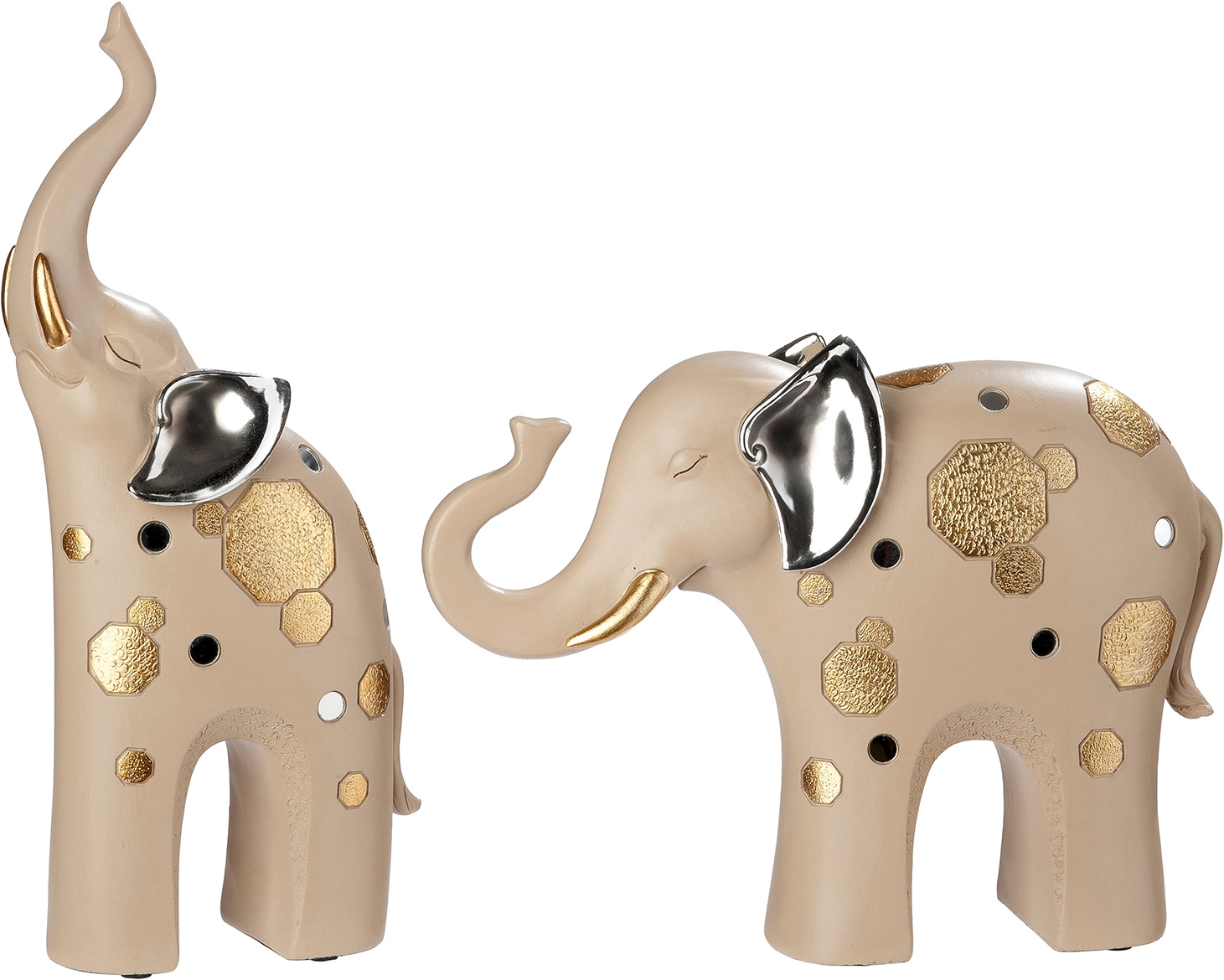 GILDE Sculpture »2tlg. Set Figur Elefant Midas creme« Figurine animale symbole de chance éléphant déco design élégant style ethnique