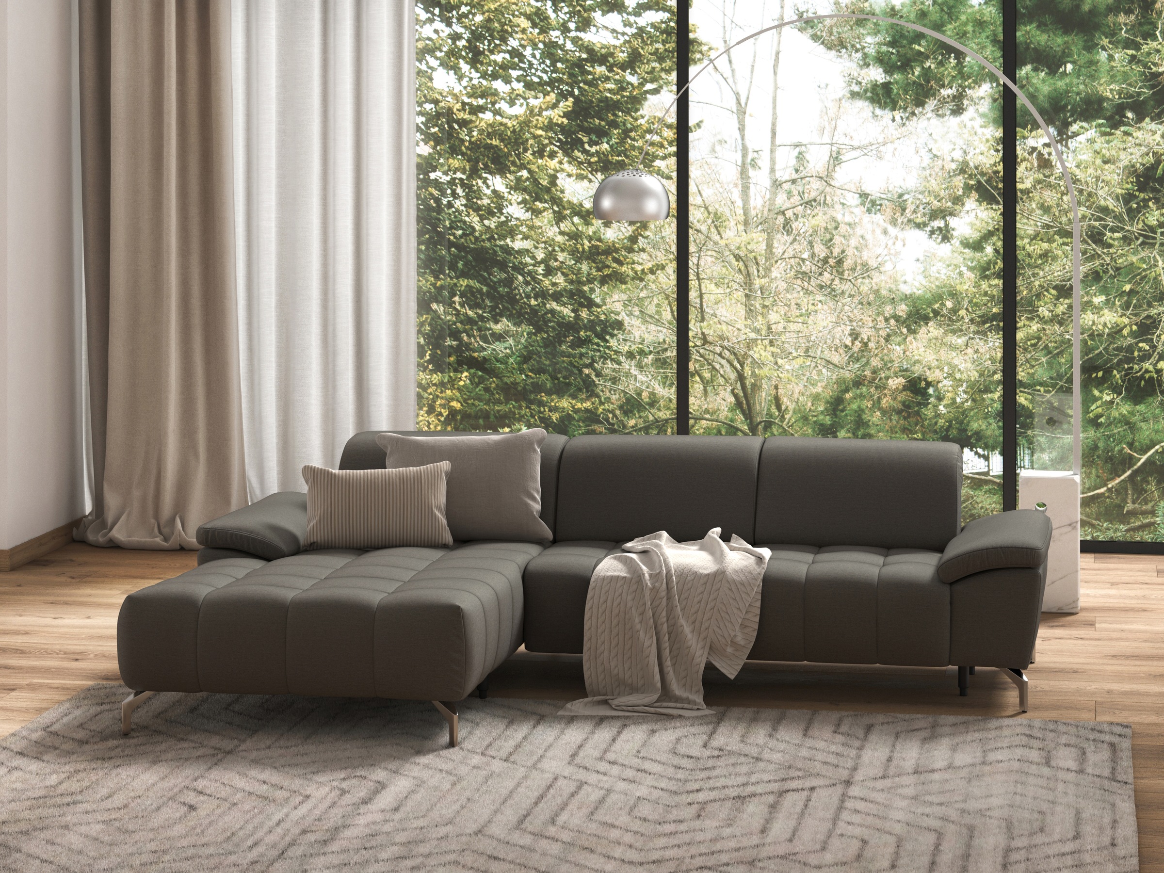 sit&more Ecksofa »Cool L-Form«, wahlweise mit Kopfteilverstellung und Vorziehsitz, motorisch