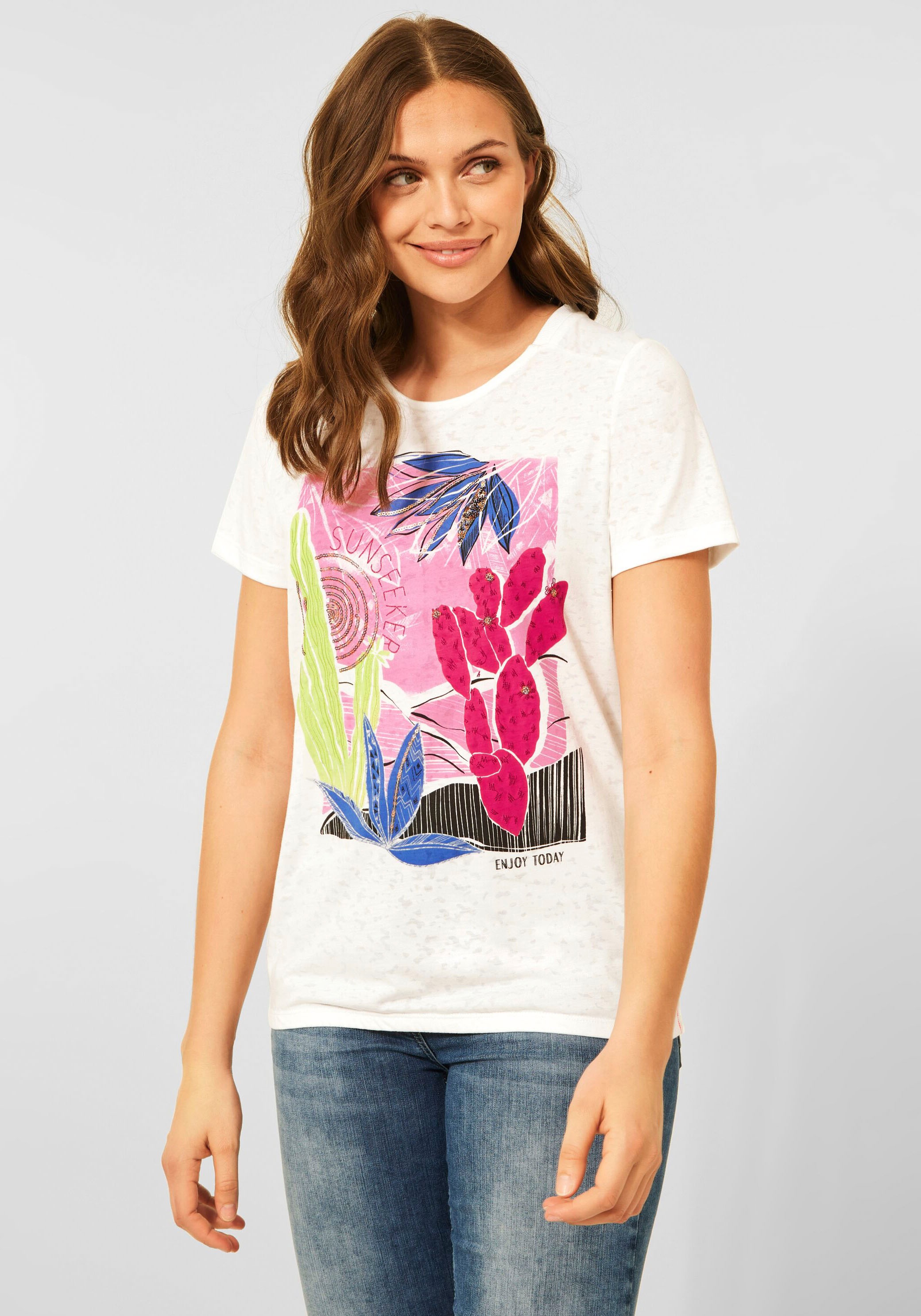 Image of Cecil Rundhalsshirt, mit Kaktus-Print bei Ackermann Versand Schweiz