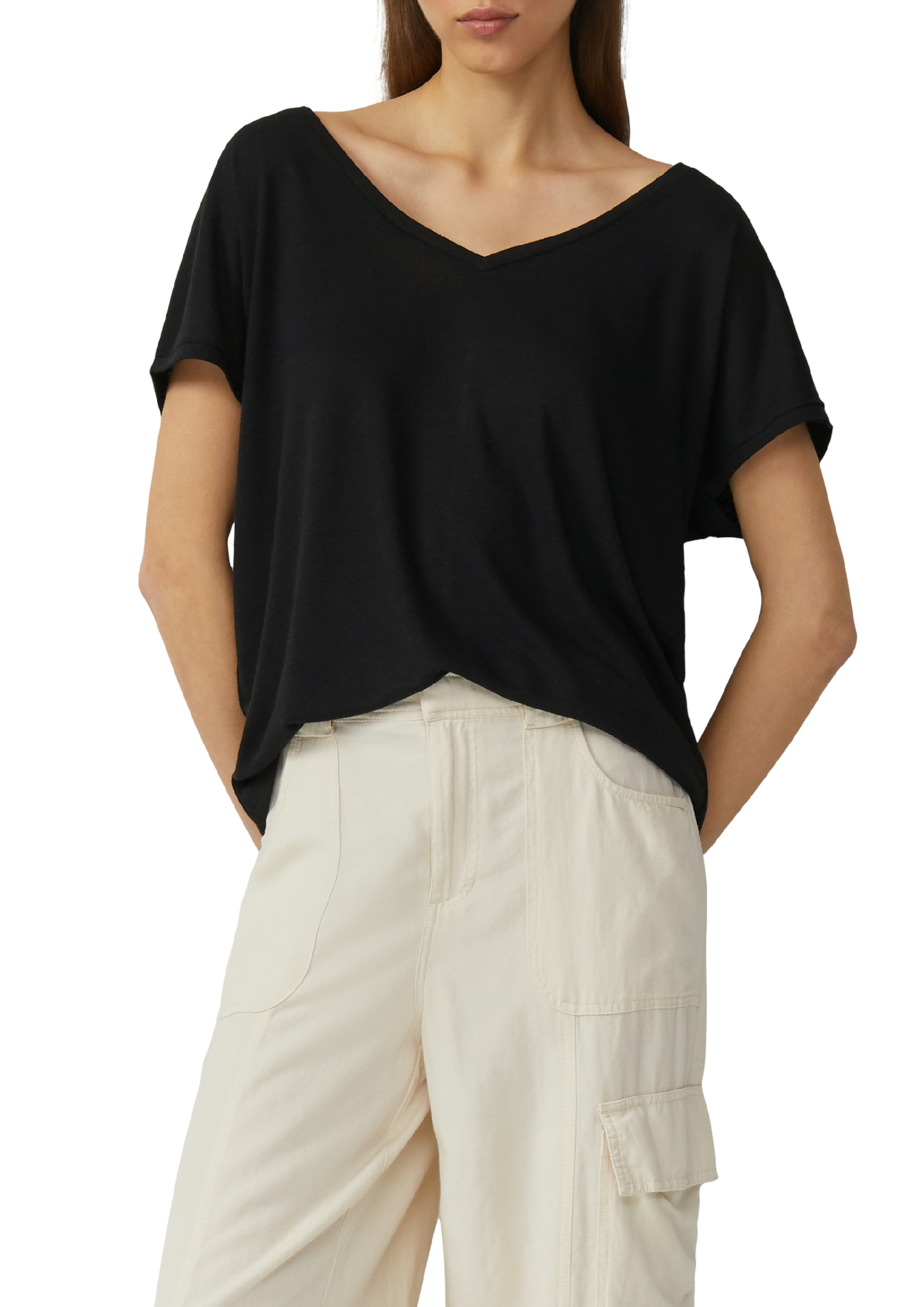 QS T-Shirt, mit Leinenanteil