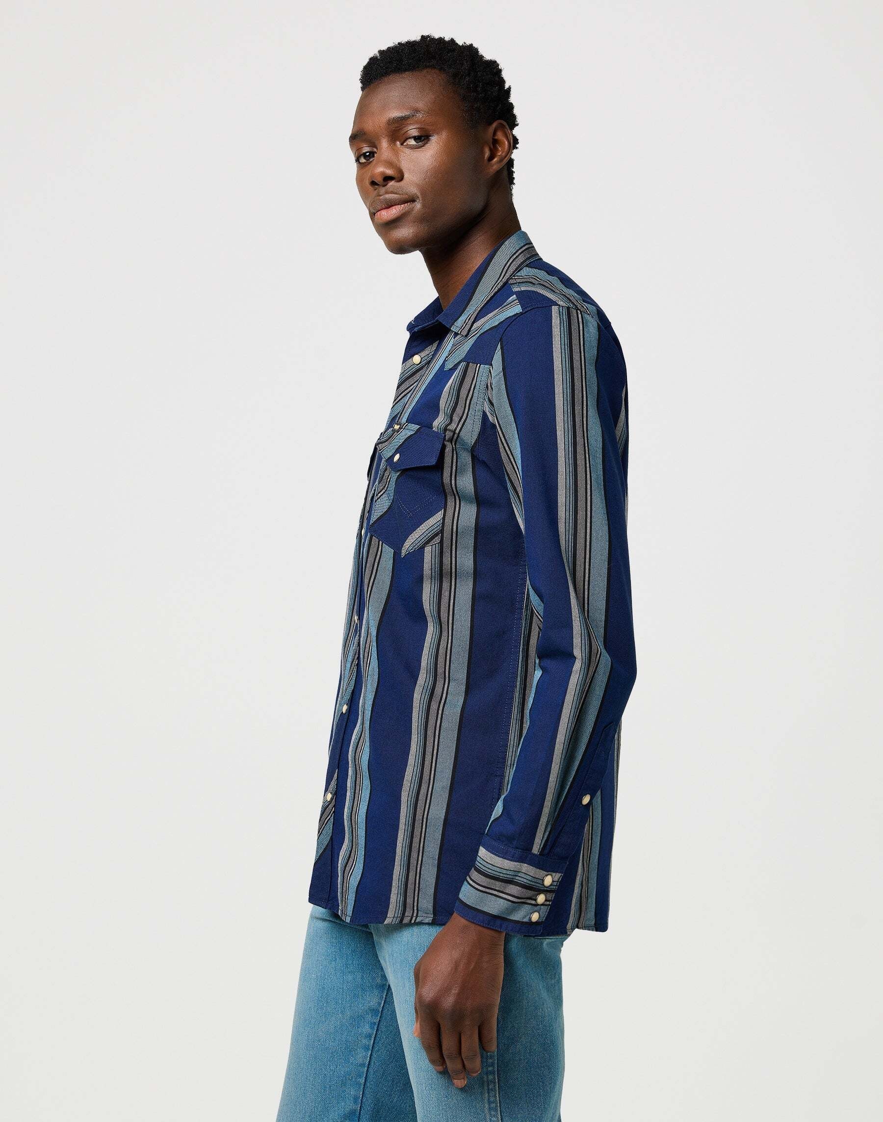 Wrangler Chemise à manches longues »WRANGLER Langarmhemd Western Indigo Shirt«