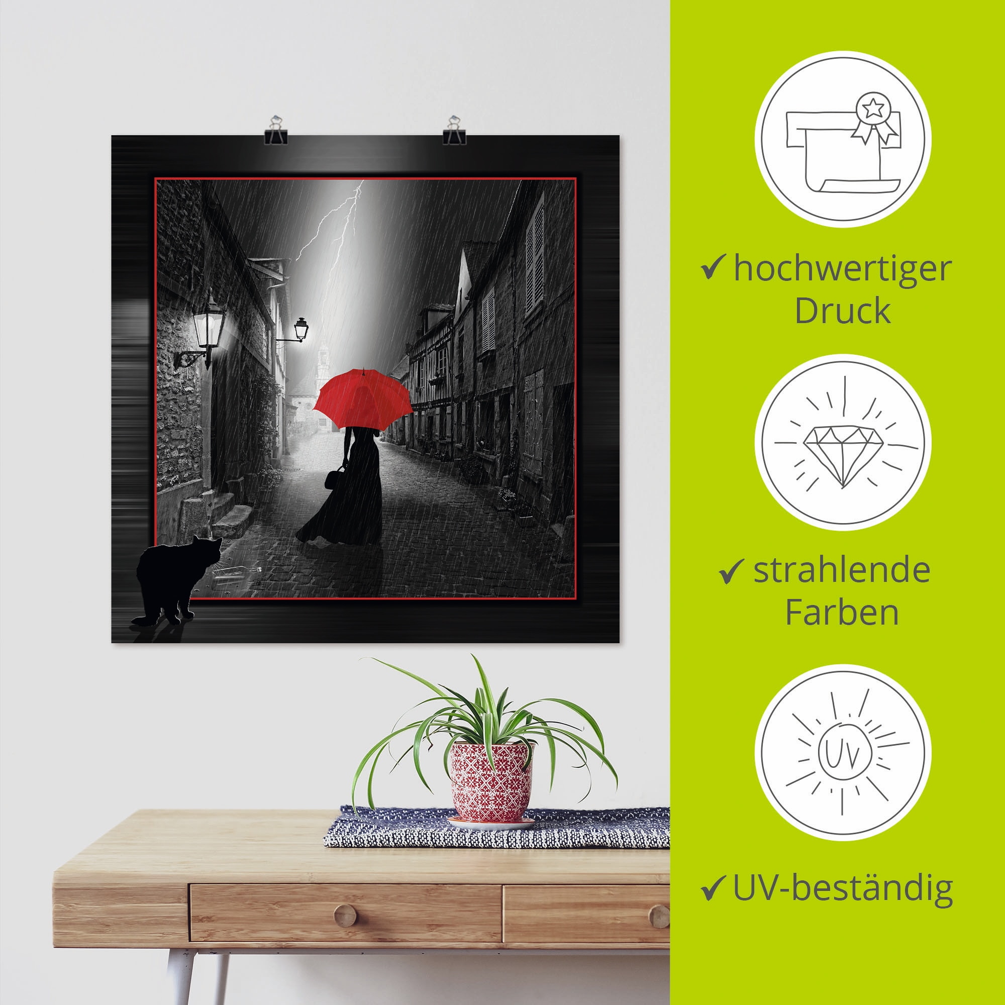 Artland Fresque murale »Die Frau mit dem roten Schirm 2« 1 cuis tlg. als Leinwandbild, Poster in verschied. Grössen