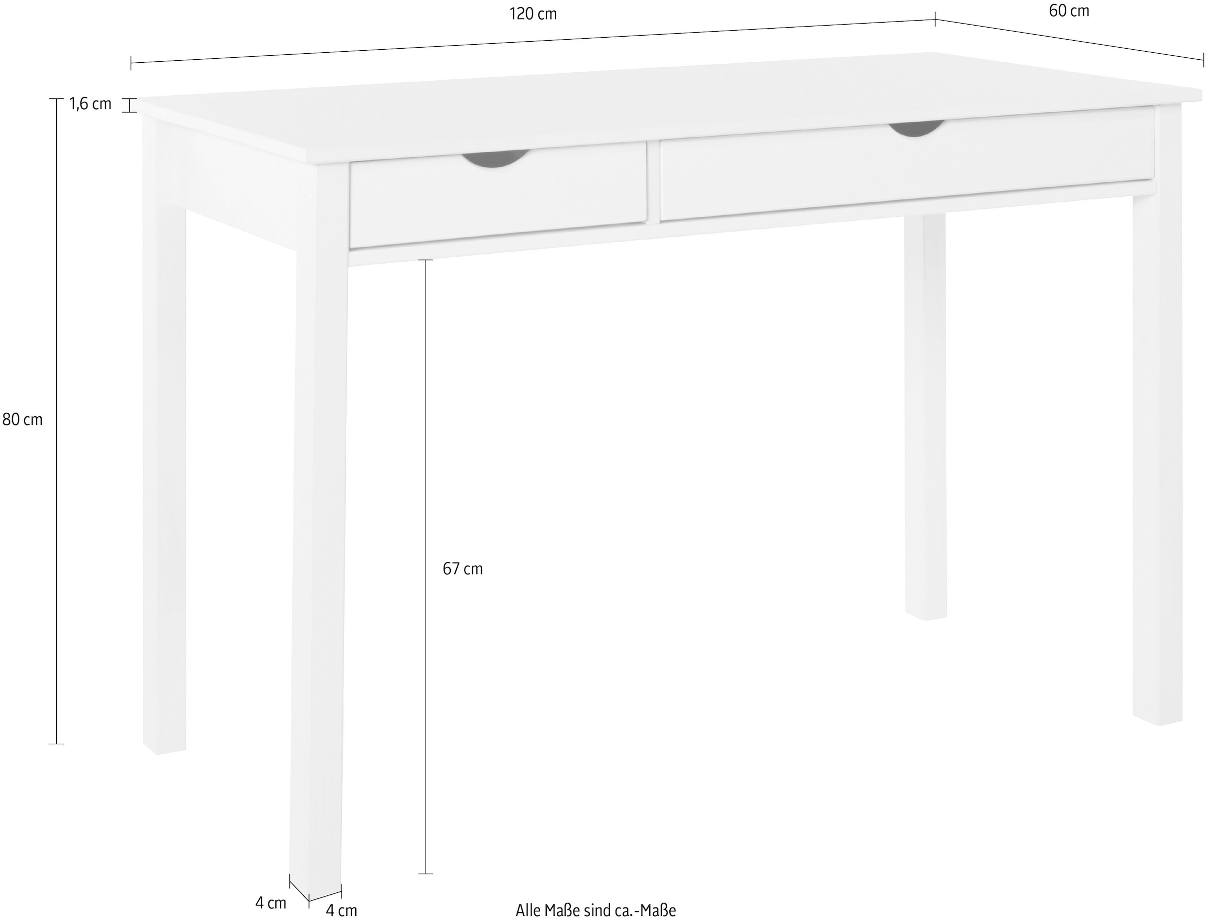 INOSIGN Schreibtisch »Gava«, massives Kiefernholz, für das home office, Laptoptisch Breite 120 cm