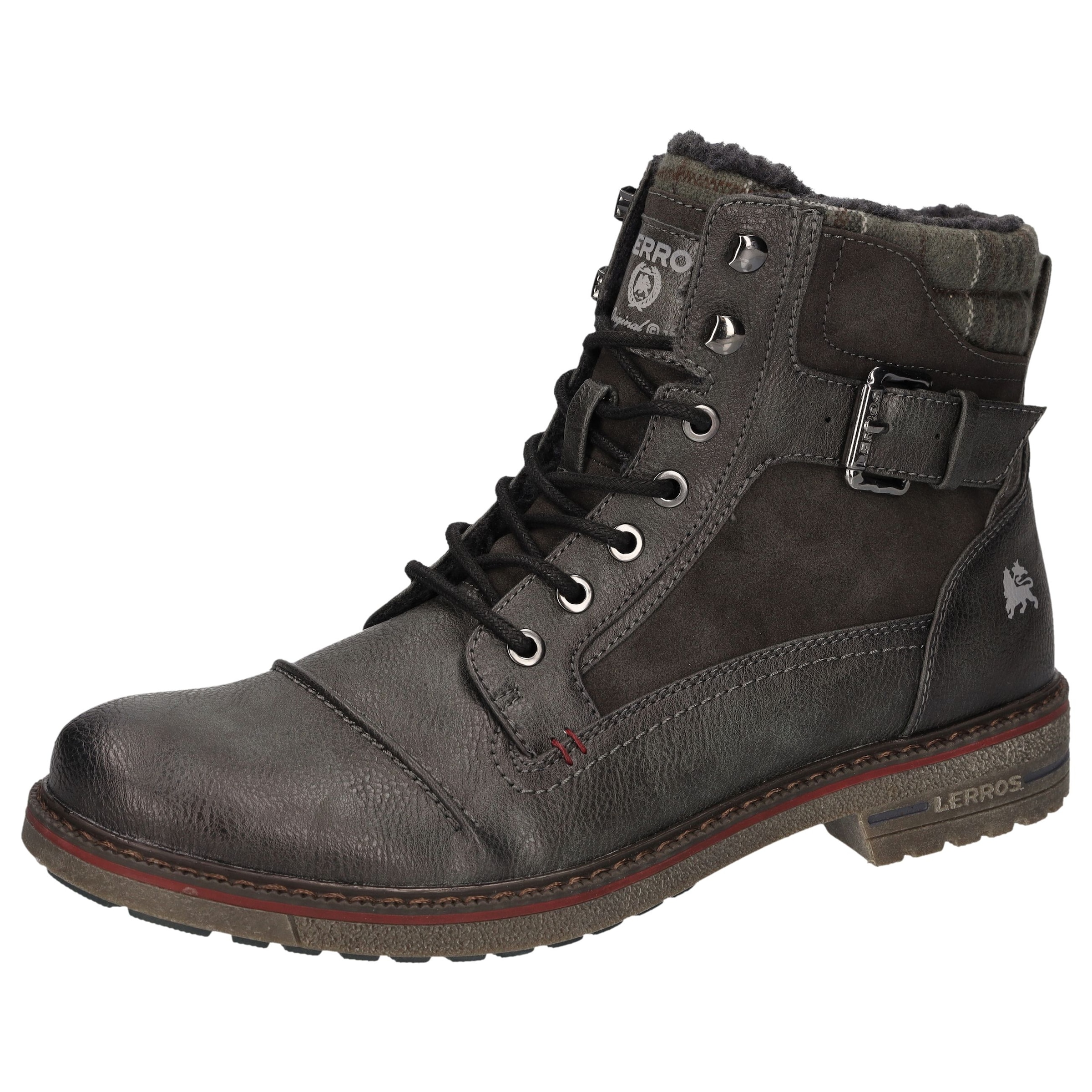 LERROS Winterboots  Workerboots, Schnürboots mit gepolstertem Karo-Schaftrand