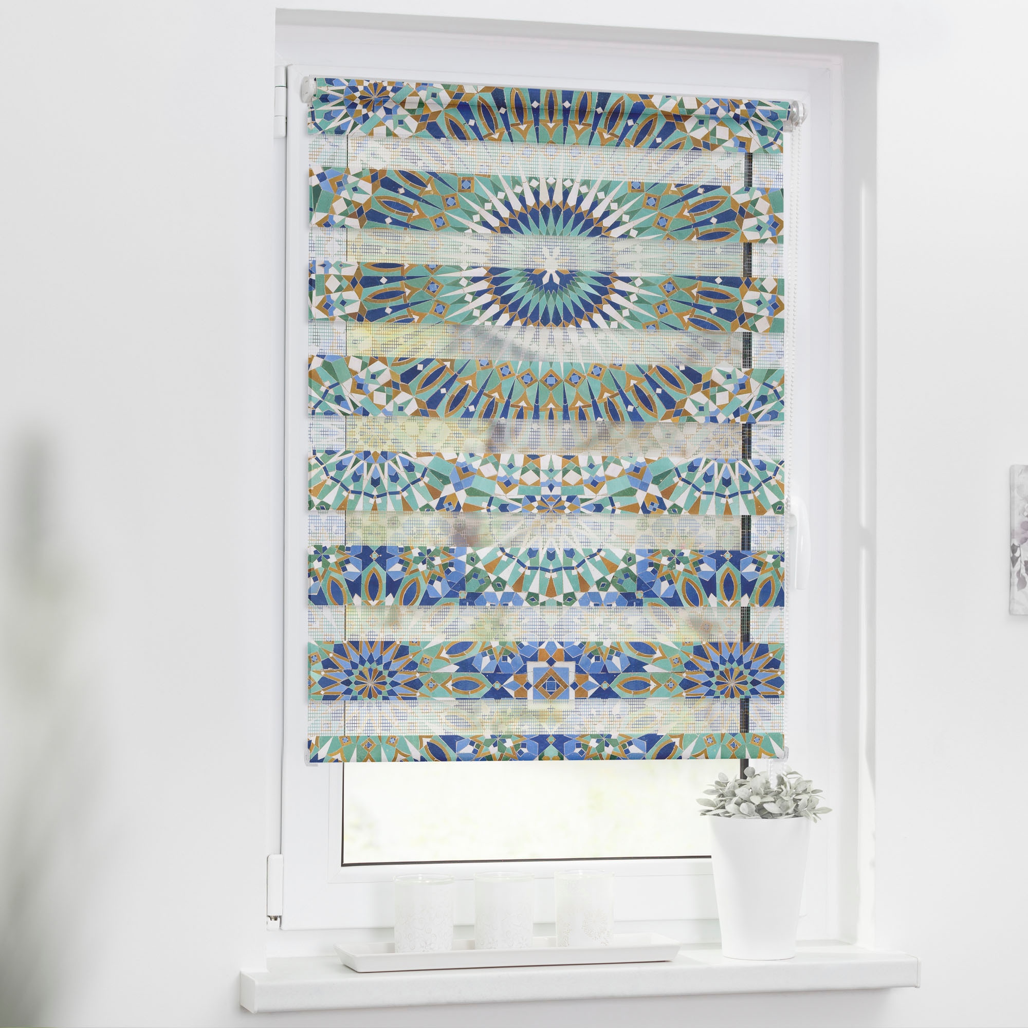LICHTBLICK ORIGINAL Doppelrollo »Duo Rollo Motiv Orientalisches Muster«, Lichtschutz, ohne Bohren, freihängend, bedruckt