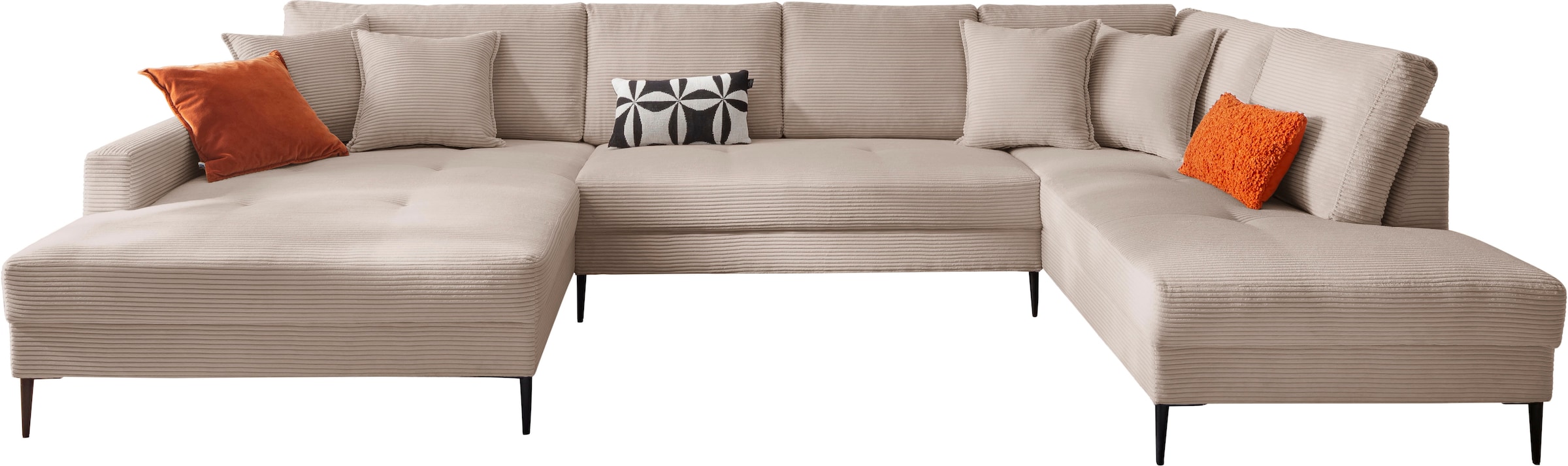 Trends by HG Wohnlandschaft »Summer U-Form«, in Cord-Stoff mit Metallfuss