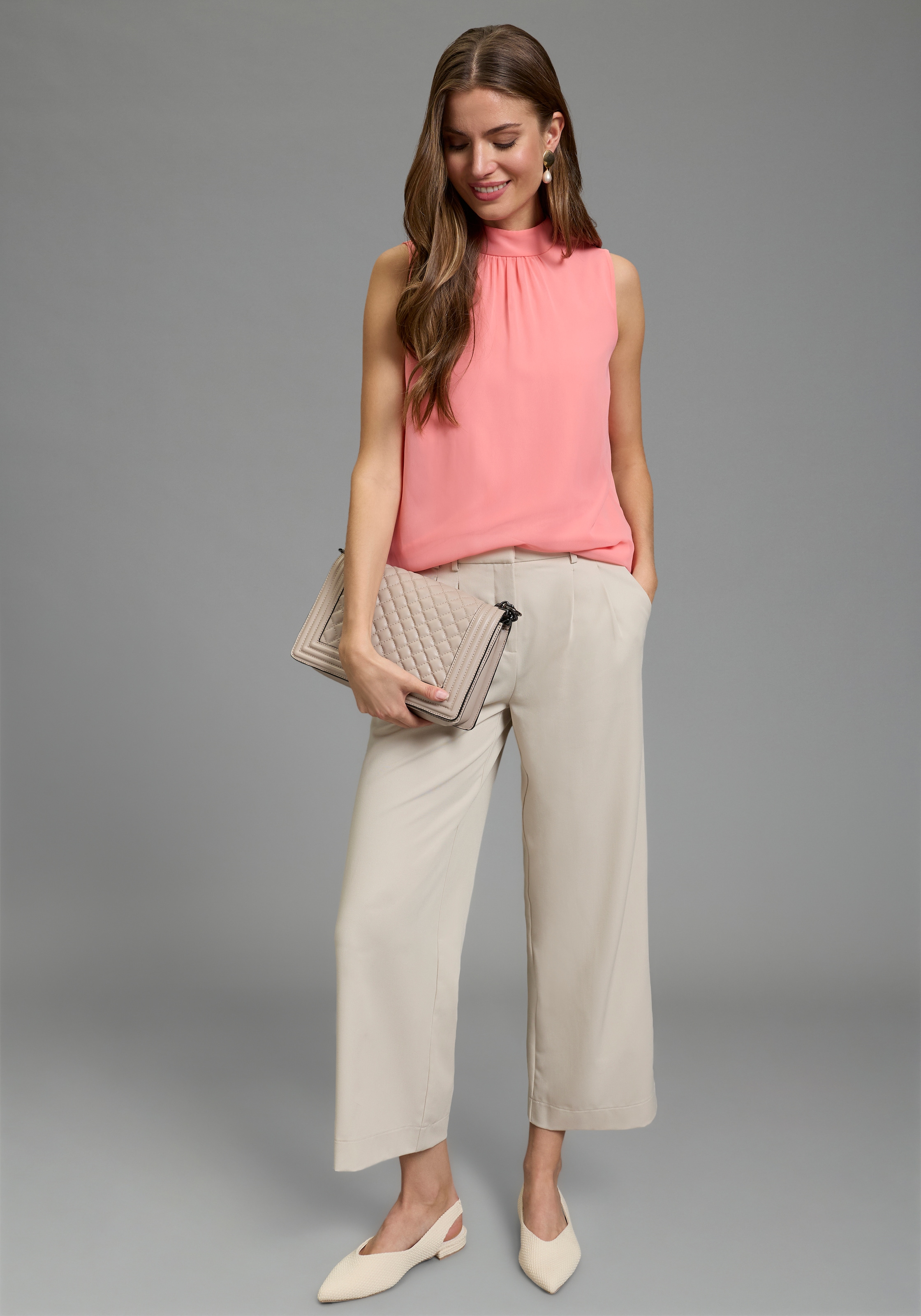 Laura Scott Blouse en mousseline hoch geschlossener Ausschnitt mit Schleifen-Detail