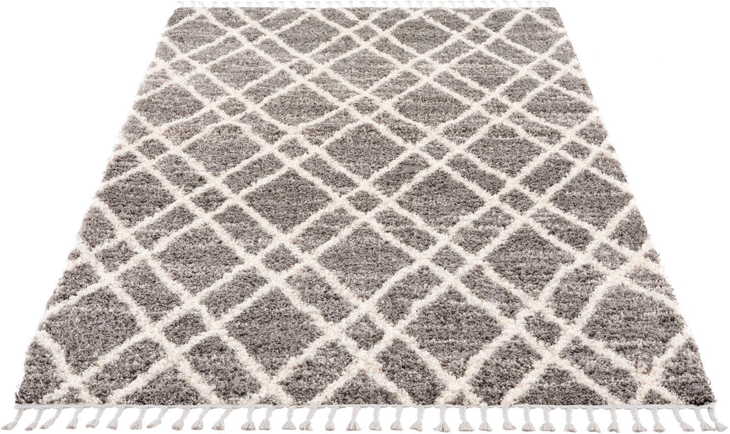 Image of Carpet City Hochflor-Teppich »Pulpy 540«, rechteckig, 30 mm Höhe, besonders weich, mit Fransen, Rauten-Optik, ideal für Wohnzimmer & Schlafzimmer bei Ackermann Versand Schweiz