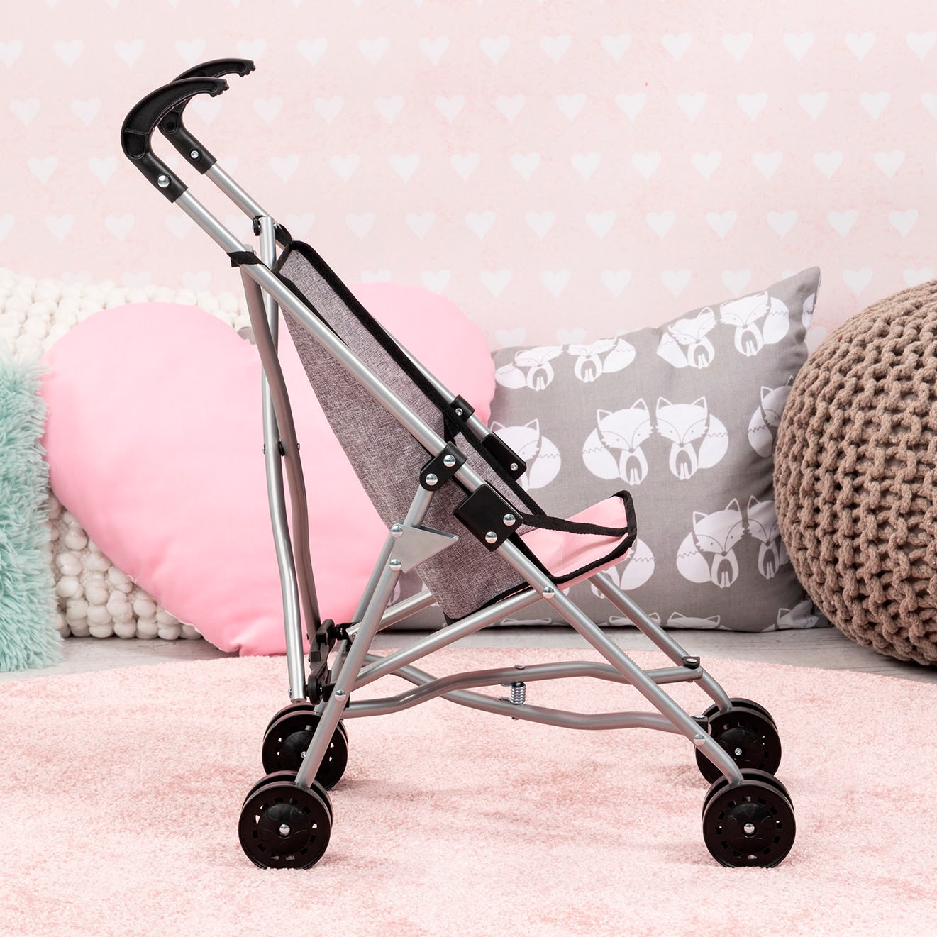 Bayer Puppenbuggy »grau/rosa mit Schmetterling«