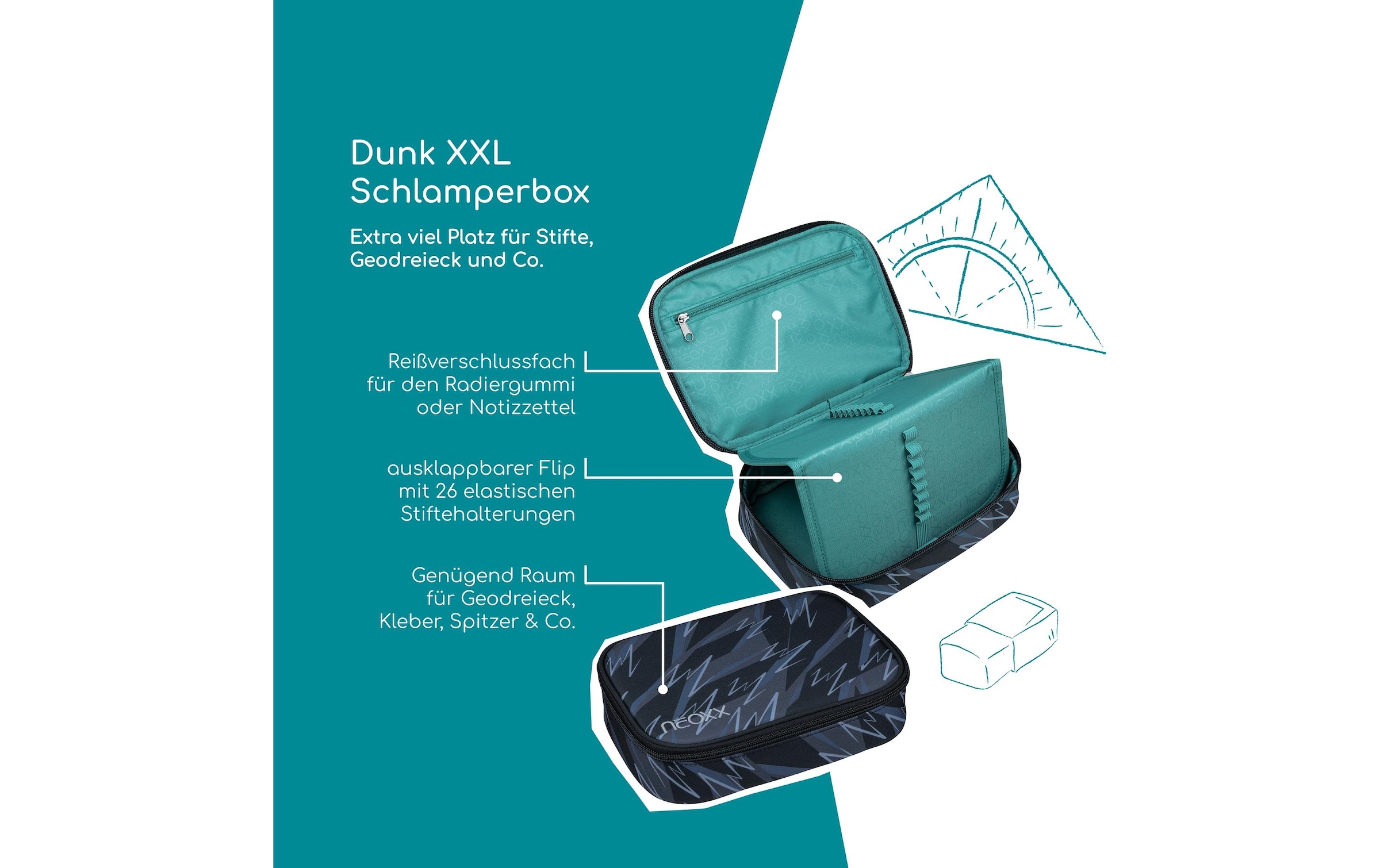 neoxx Étui »Schlamperbox, Dunk« partiellement en matériau recyclé