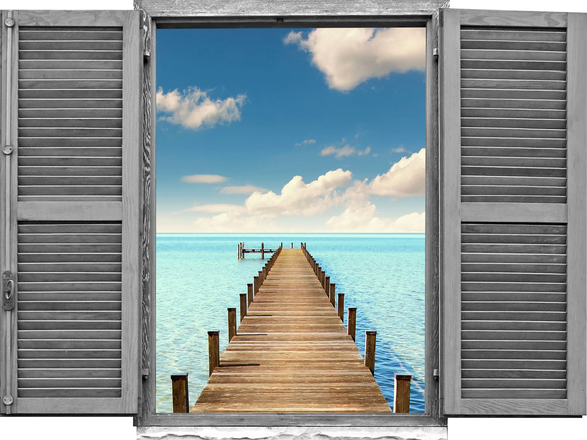 Image of queence Wandtattoo "Steg im Meer" Wandsticker, Wandbild, selbstklebend, 3D, Fenster