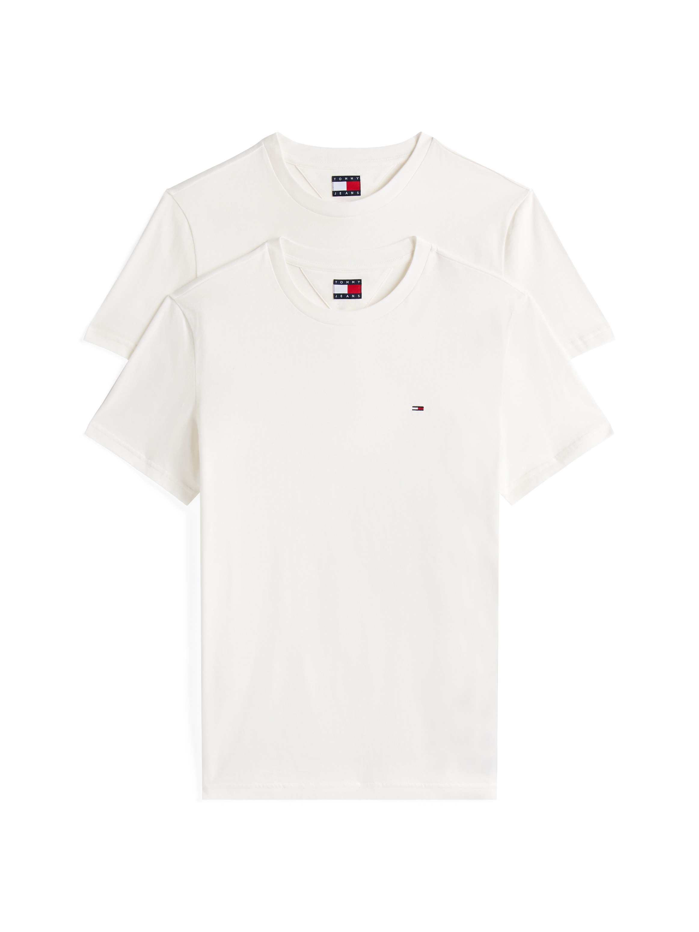 Tommy Jeans Shirt à col rond »TJM XSLIM 2PACK JERSEY TEE EXT« Paquet, pack de 2,  broderie logo, lot de 2