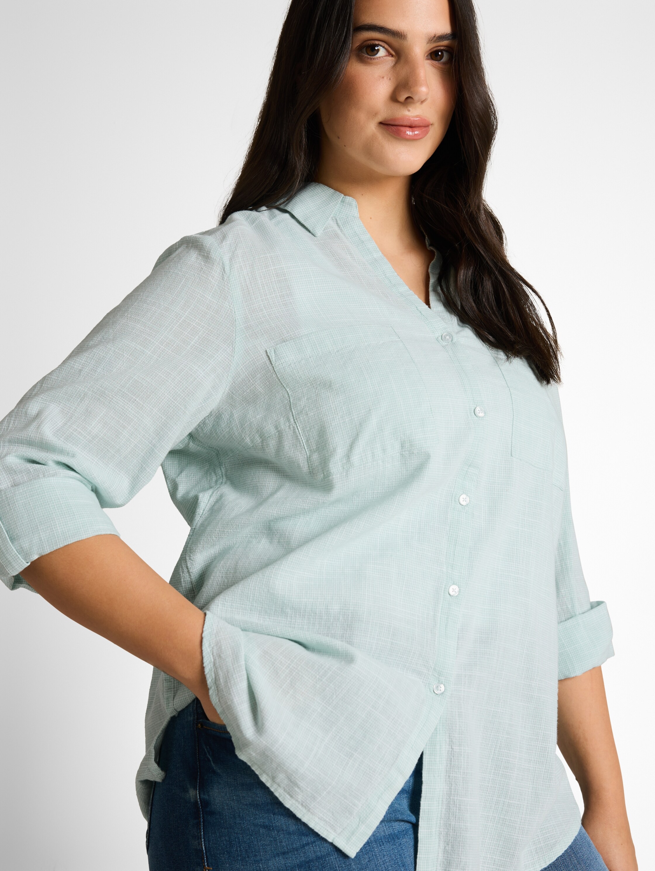 TOM TAILOR PLUS Chemisier à chemise mit aufgesetzten Brusttaschen