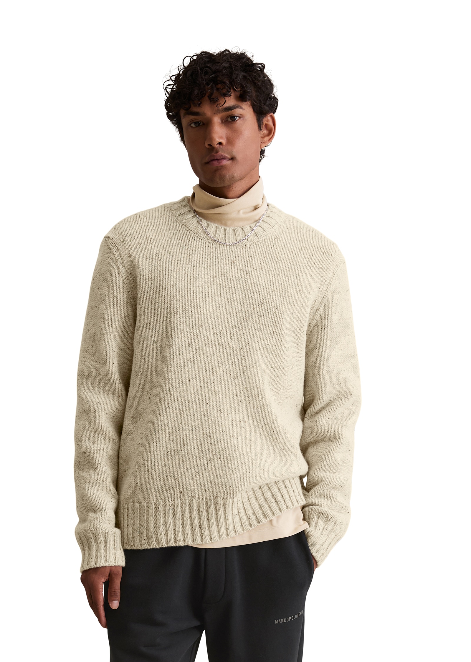 Image of Marc OPolo DENIM Rundhalspullover relaxed fit, aus weichem Schurwoll-Mix, leicht meliert