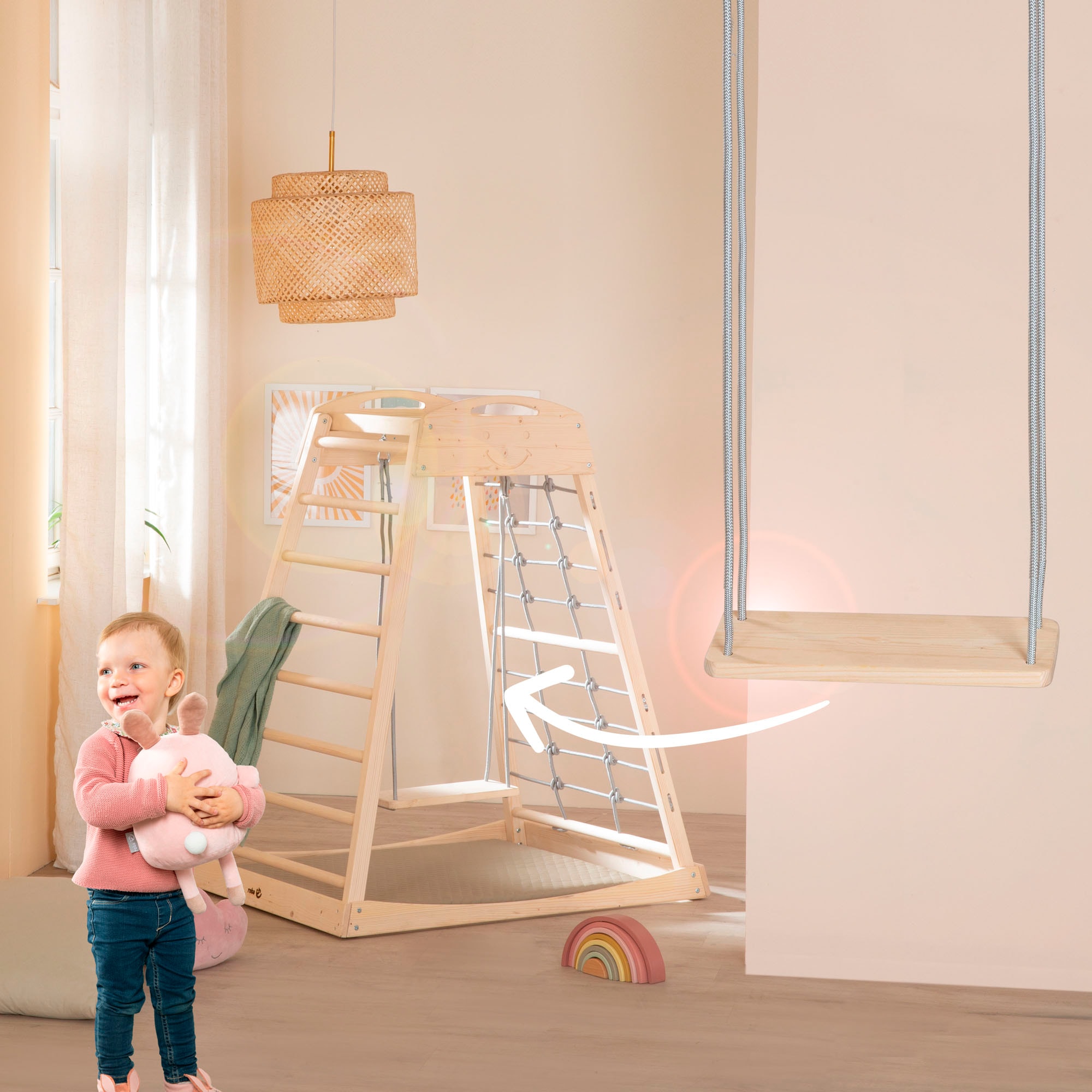 roba® Klettergerüst »Montessori Indoor Spielturm« Belastbar bis 70 kg