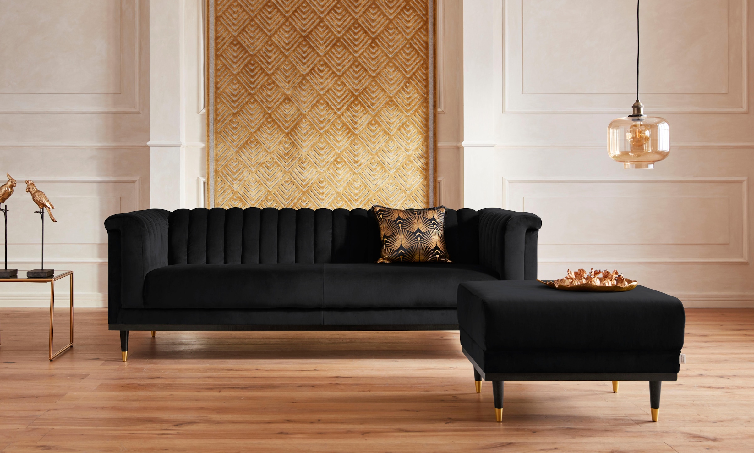 Home affaire Hocker »Chamby« mit Holzrahmen unten