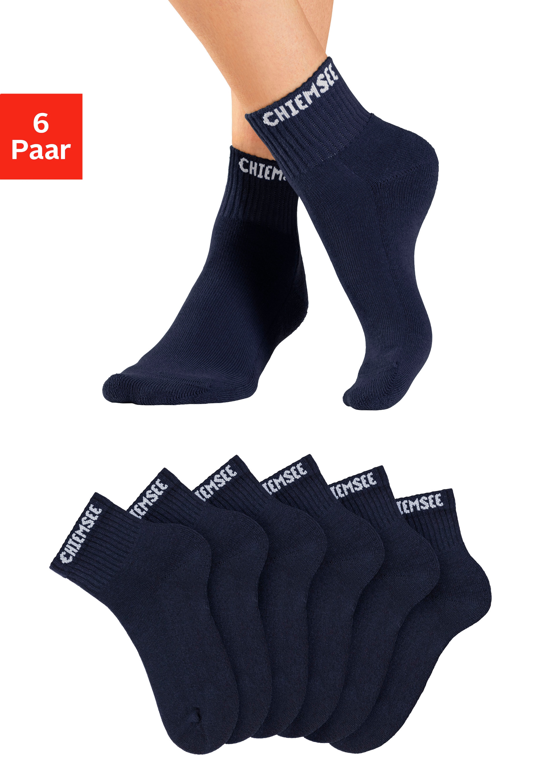 Chiemsee Kurzsocken, (Set, 6 Paar), mit eingestricktem Markennamen