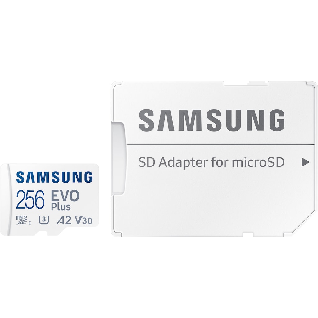 Samsung Speicherkarte »EVO Plus 256GB microSDXC Full HD & 4K UHD inkl. SD-Adapter«, (UHS Class 10 130 MB/s Lesegeschwindigkeit)