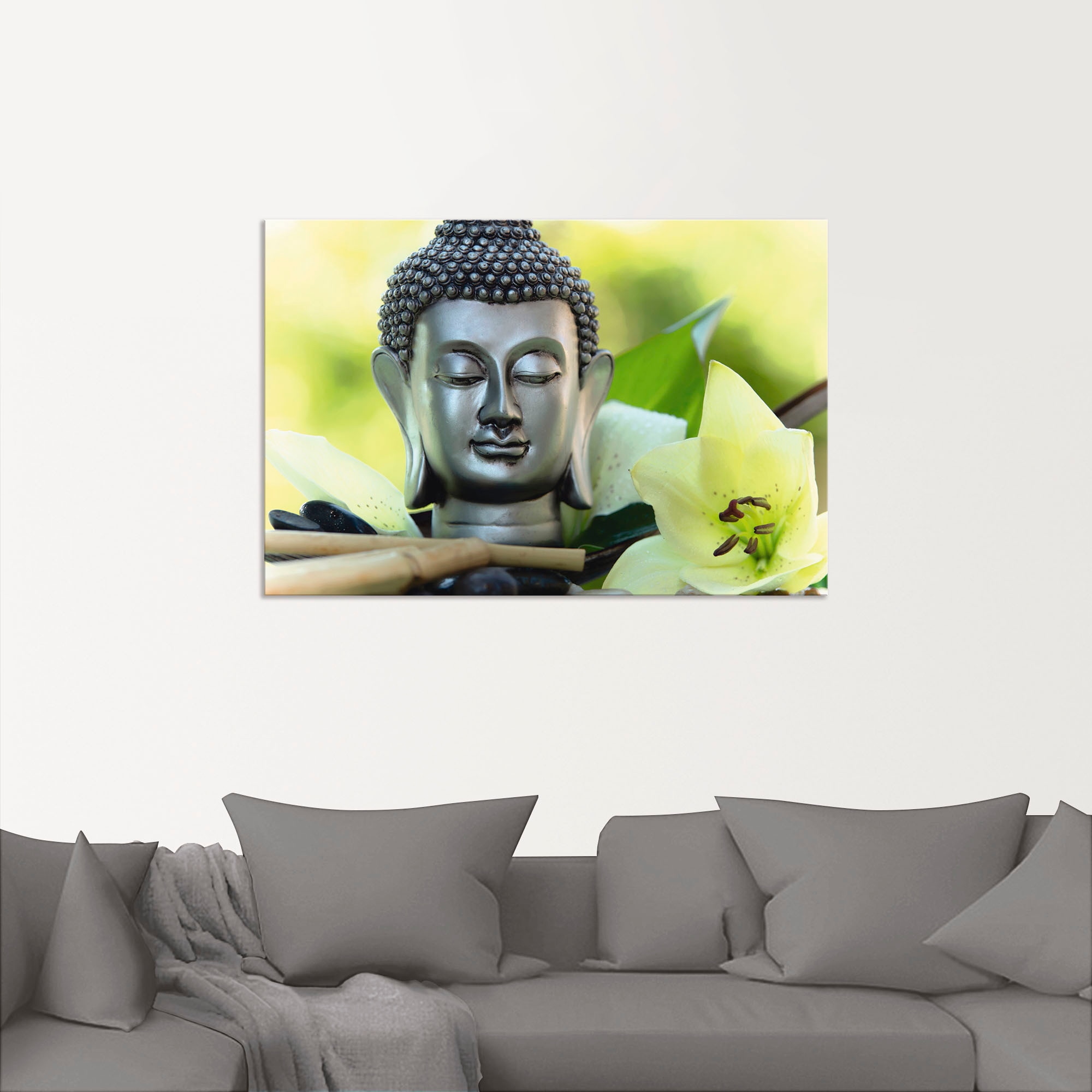 Artland Wandbild »Entspannung und Ruhe mit Buddha«, Buddhismus, (1 St.), als Alubild, Outdoorbild, Leinwandbild, Poster, Wandaufkleber