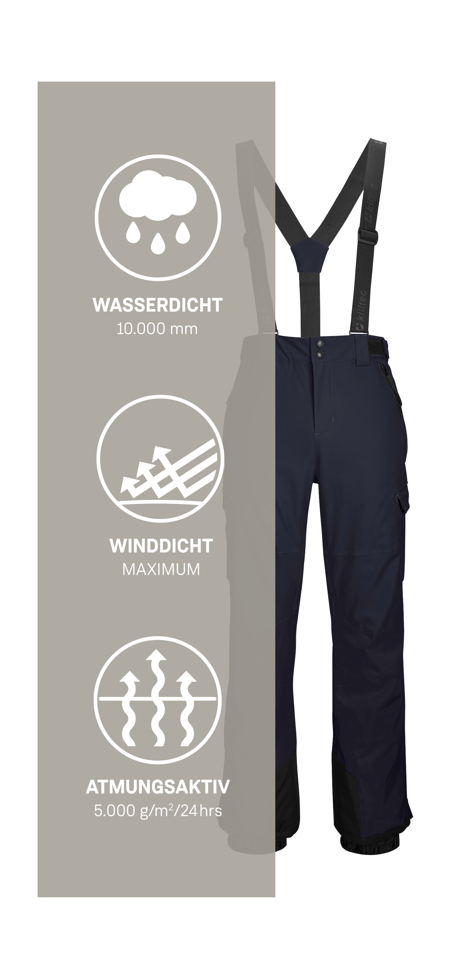 Killtec Skihose »KSW 83 MN SKI PNTS«  Wasserdichte Skihose mit abnehmbaren Trägern und Schneefängen