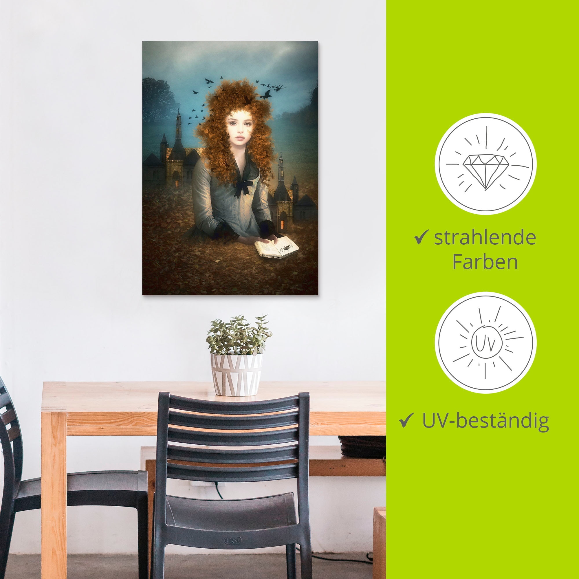 Artland Wandbild »Abendlektüre«, Dark Fantasy, (1 St.), als Alubild, Outdoorbild, Leinwandbild in verschied. Grössen
