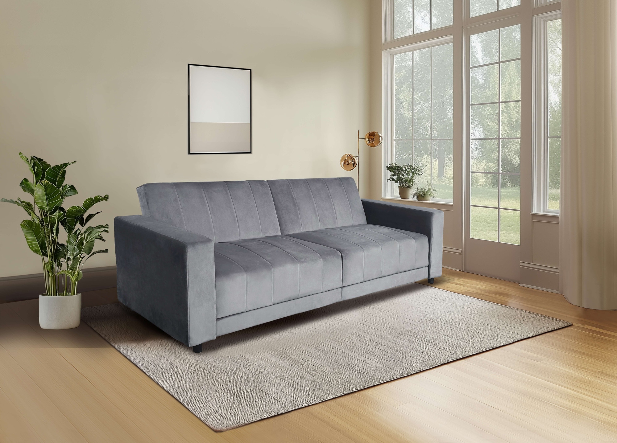 Dorel Home 3-Sitzer »Allie II Schlafsofa 225 cm«, Bett-Funktion (108/190cm), Rückenlehne 2-teilig, mit Steppung