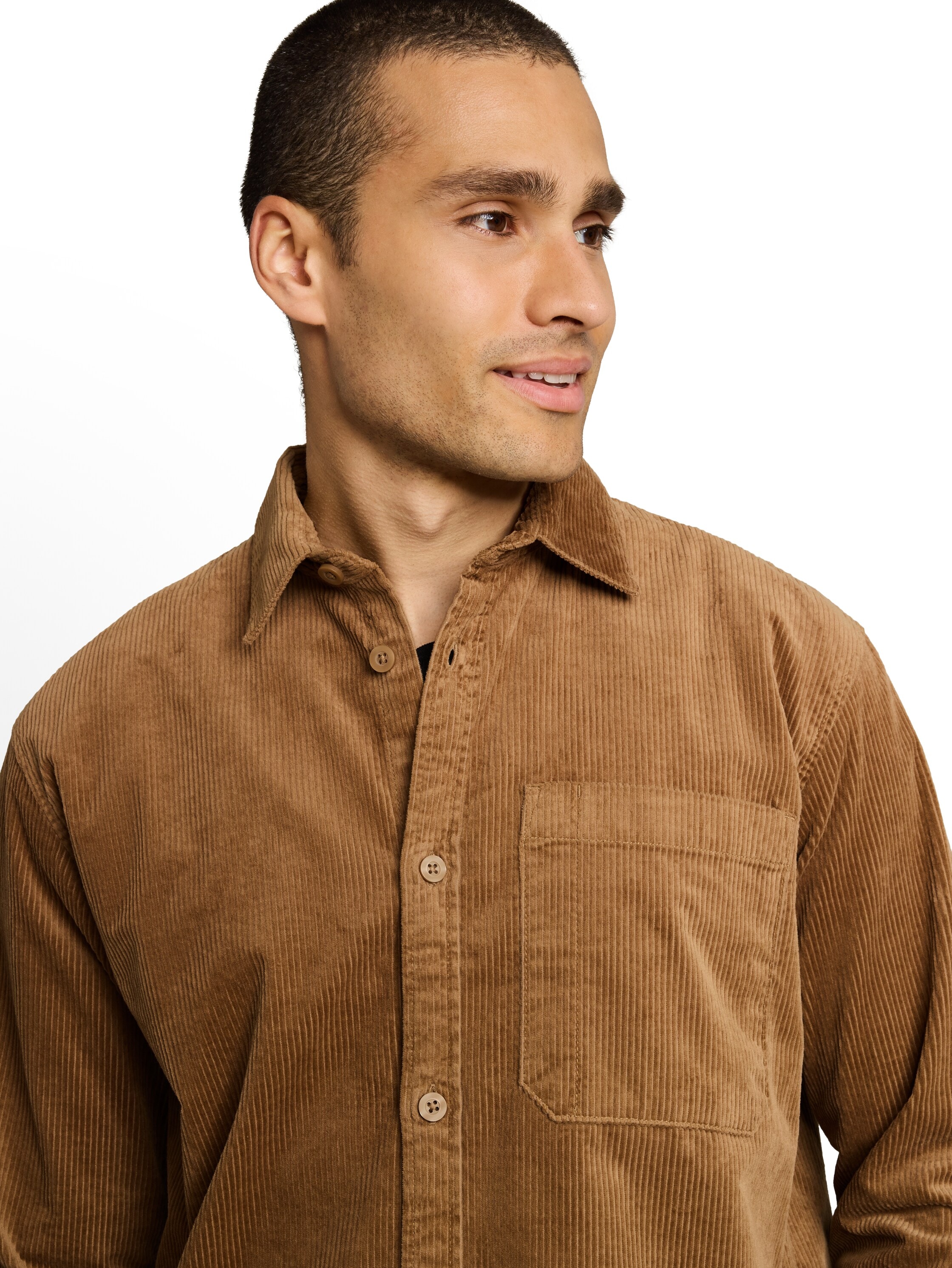 TOM TAILOR Denim Langarmshirt Overshirt aus Cord / Cordhemd mit Knopfleiste