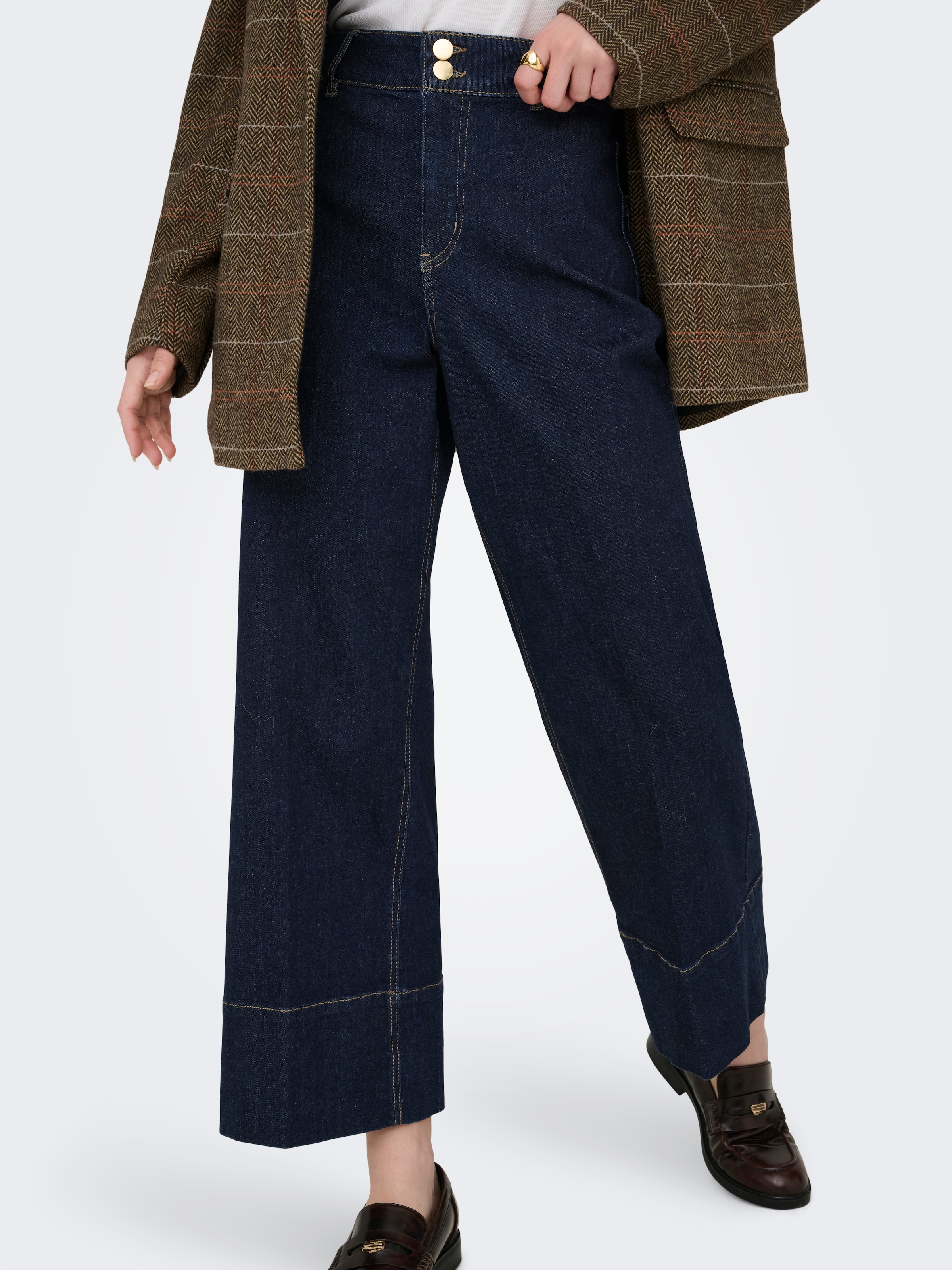 Image of ONLY High-waist-Jeans "ONLMADISON HW DO BT CRP WD DNM GUA85NOOS" Materialmix, High Waist