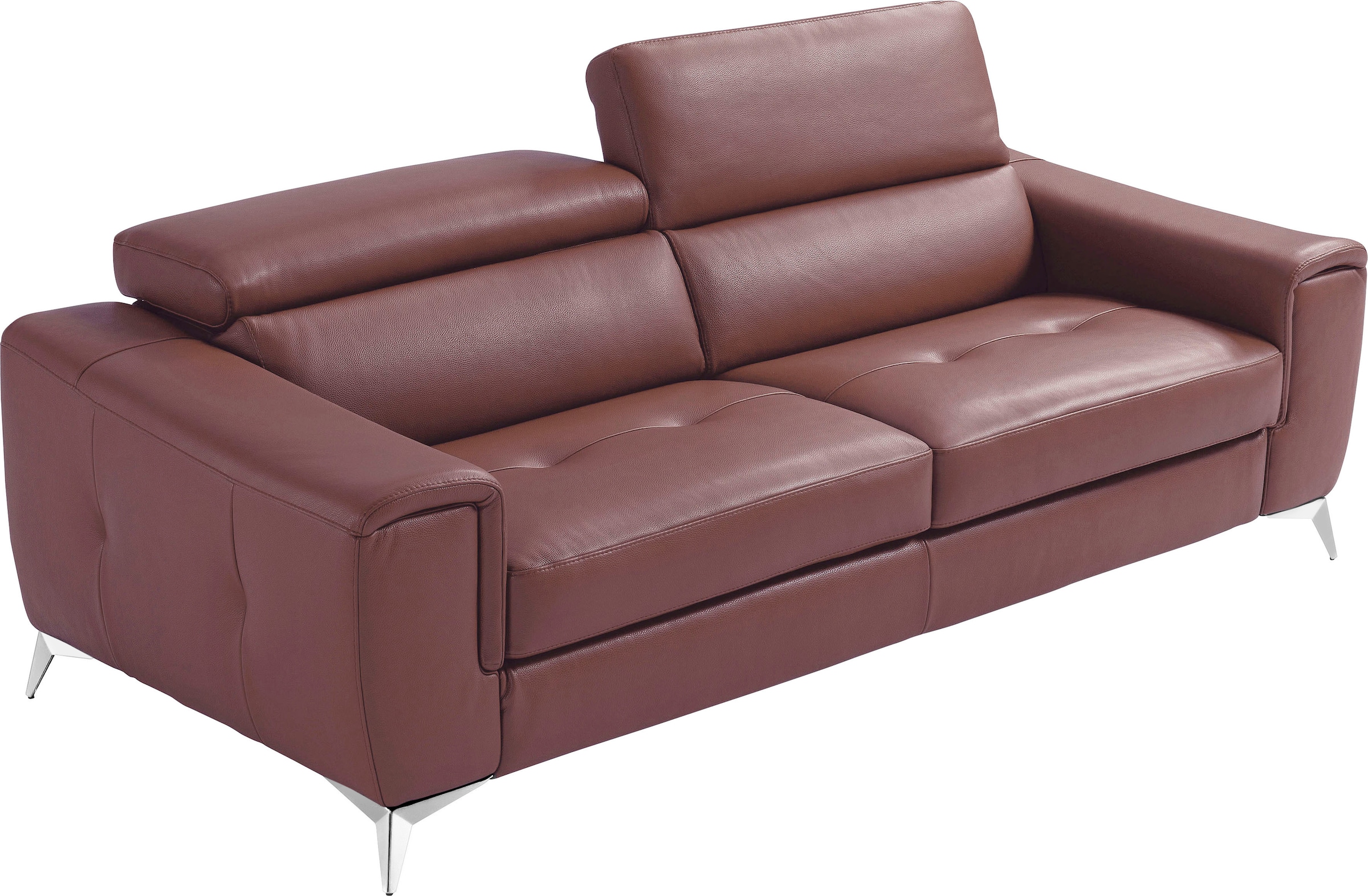 Image of Egoitaliano 2,5-Sitzer "Francine, Designsofa, Loungesofa, Breite 213 cm, Fussfarbe chrom" Designfuss, Leder BULL, rosebraun