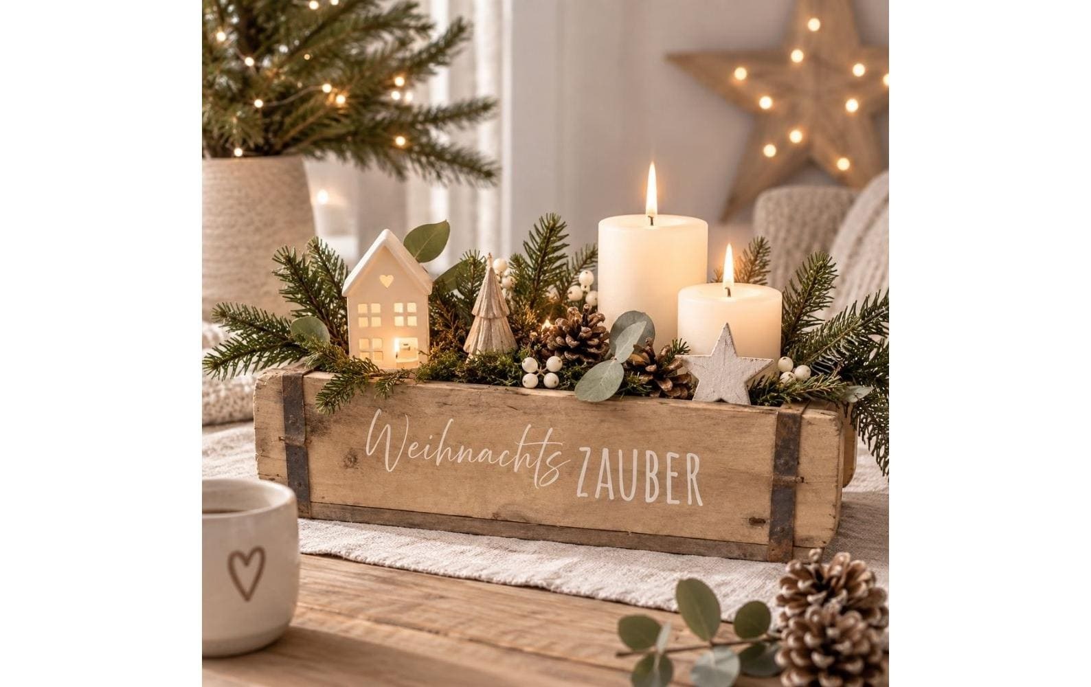   Objet décoratif »Ziegelform «Weihnachtszauber» Holz Natur 32 x 15 x 9 cm«
