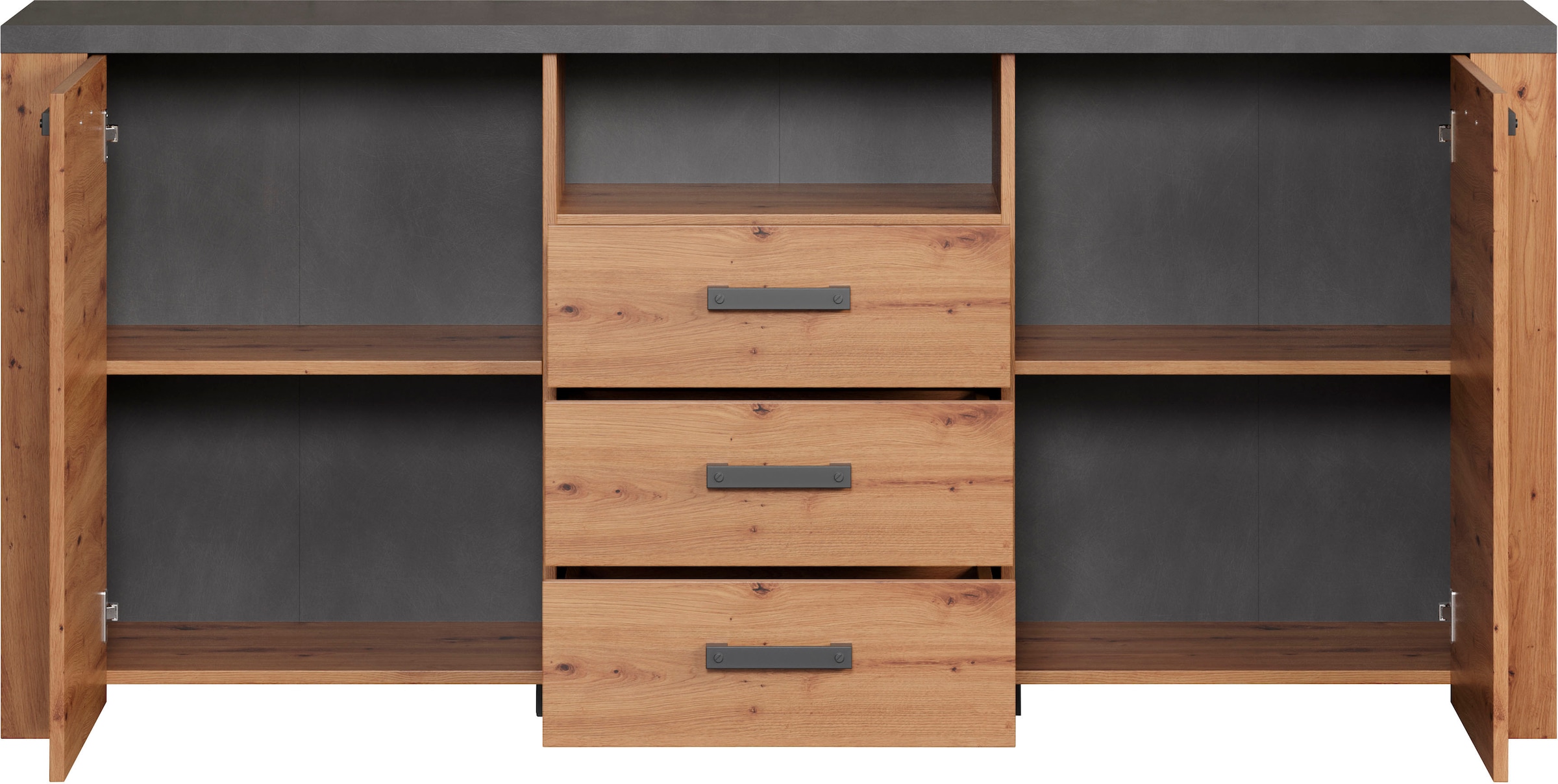 Home affaire Sideboard »Ambres«, (1 St.), Kommode Echtholzoptik, Masse BxH: 180x83 cm, Eiche