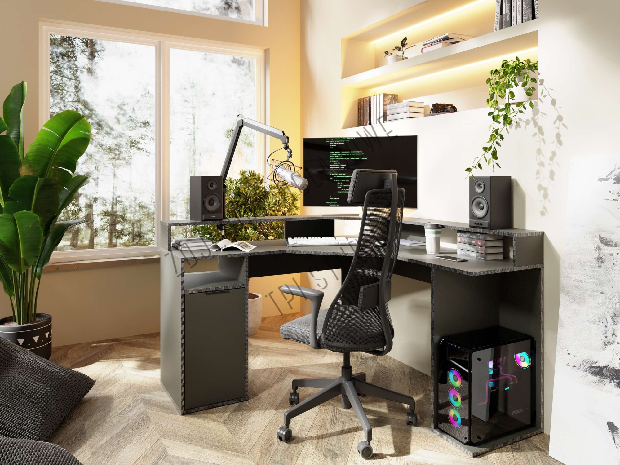 Home affaire Eckschreibtisch »Omaha« Gamingtisch mit Tür, Towerfach und Monitorablage, Breite 139 cm