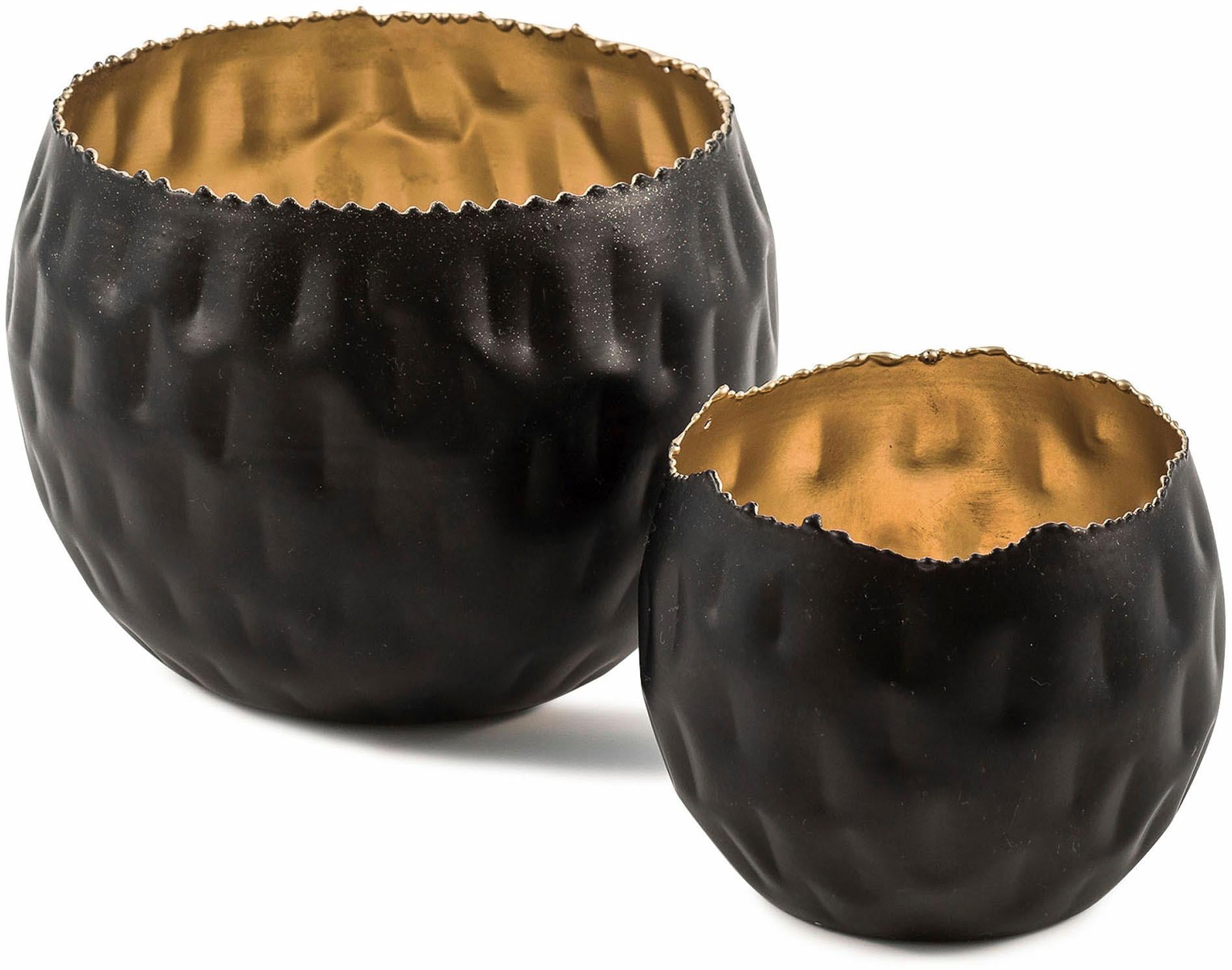 Home affaire Teelichthalter kaufen jetzt »black&goldfarben«, 2 (Set, St.)