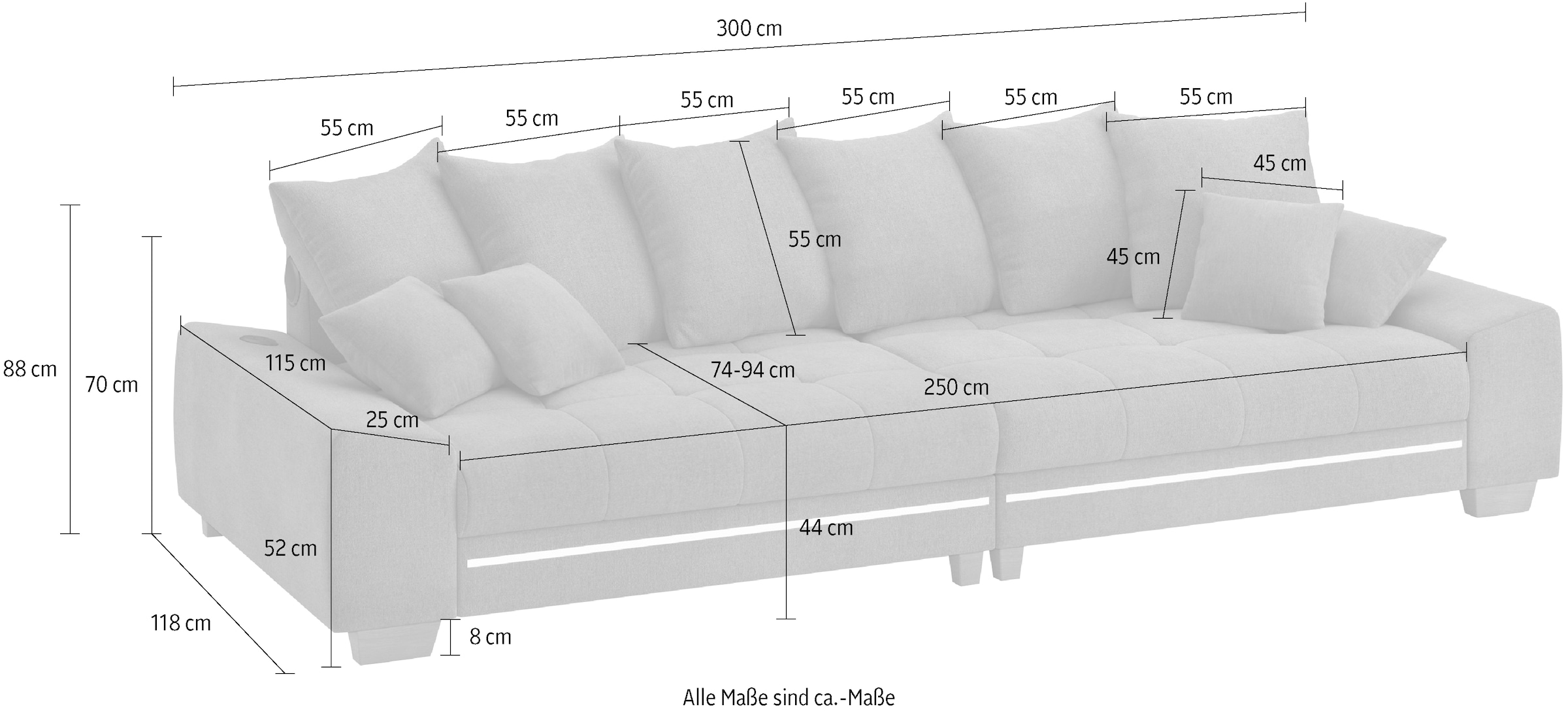 Mr. Couch Big-Sofa »Nikita II« RGB-LED, Bluetooth-Soundsystem, wahlweise mit Kaltschaum