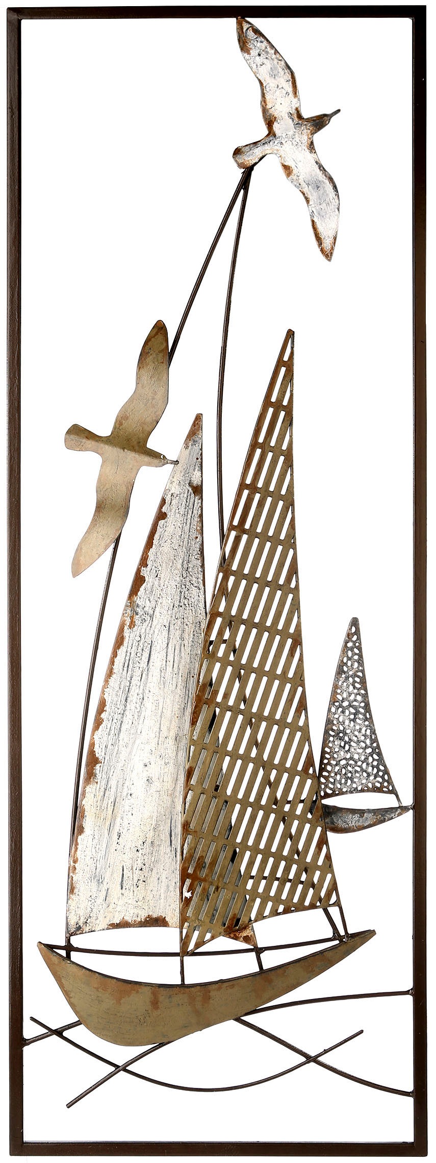 Image of GILDE Wanddekoobjekt »Wandrelief Kutter, grau/braun/weiss/schwarz«, (1 St.), Wanddeko, aus Metall, Segelboot, maritim, dekorativ im Esszimmer & Wohnzimmer bei Ackermann Versand Schweiz