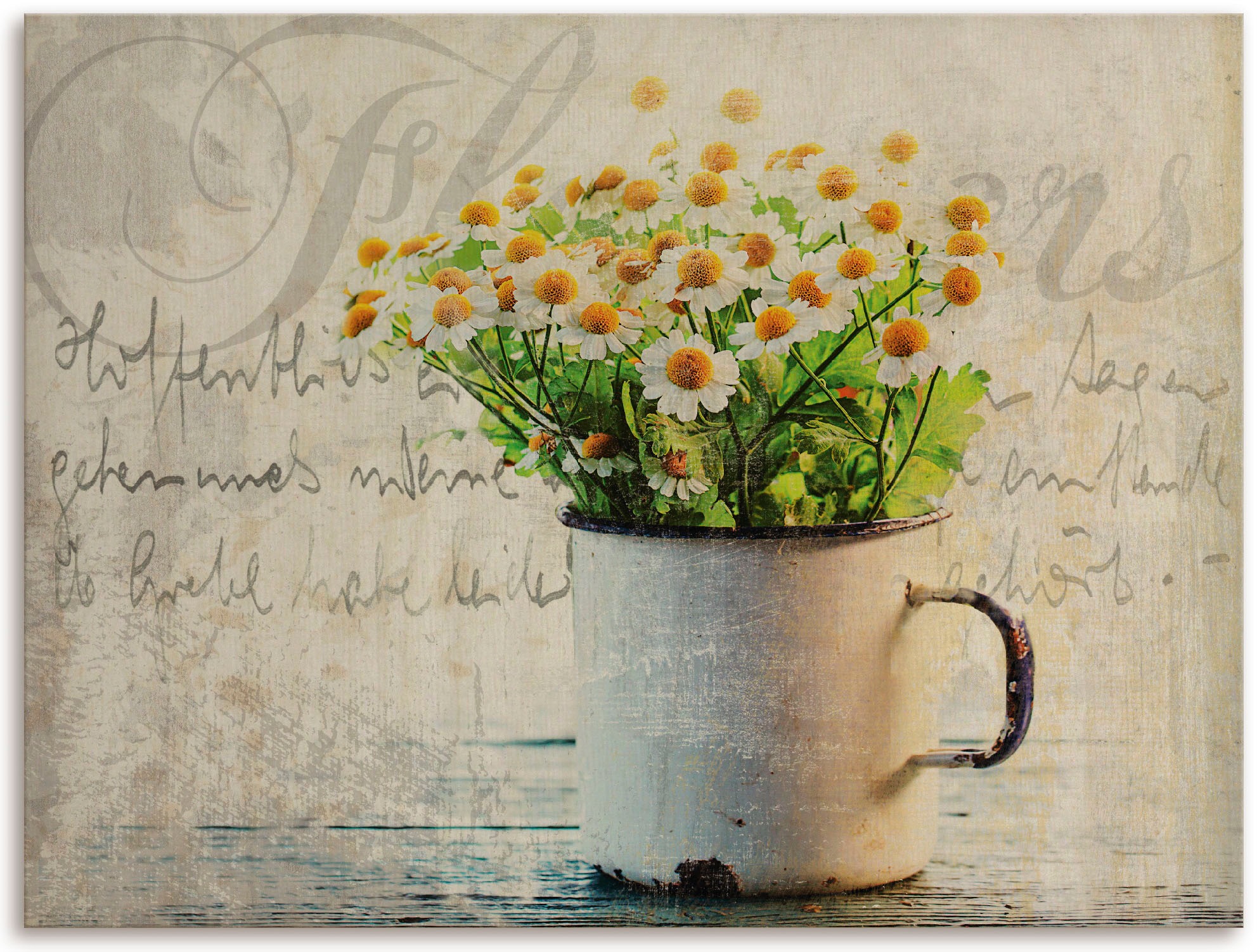 Image of Artland Holzbild »Frühlingsgarten mit Gänseblümchen«, Pflanzen- & Blumenbilder, (1 St.) bei Ackermann Versand Schweiz