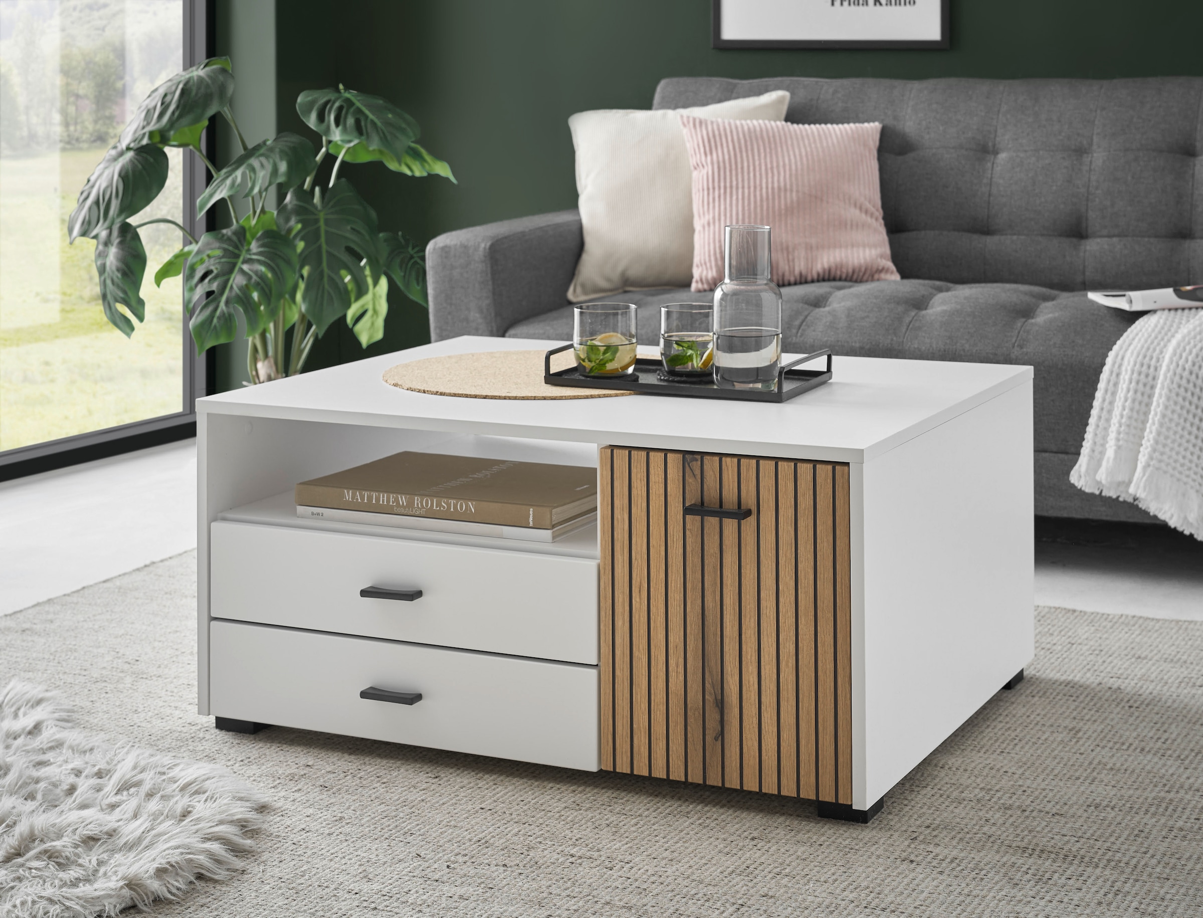Image of Home affaire Couchtisch "Hudson" in moderner Trendfarbe, Griffe aus Metall (Schwarz), Breite 90 cm